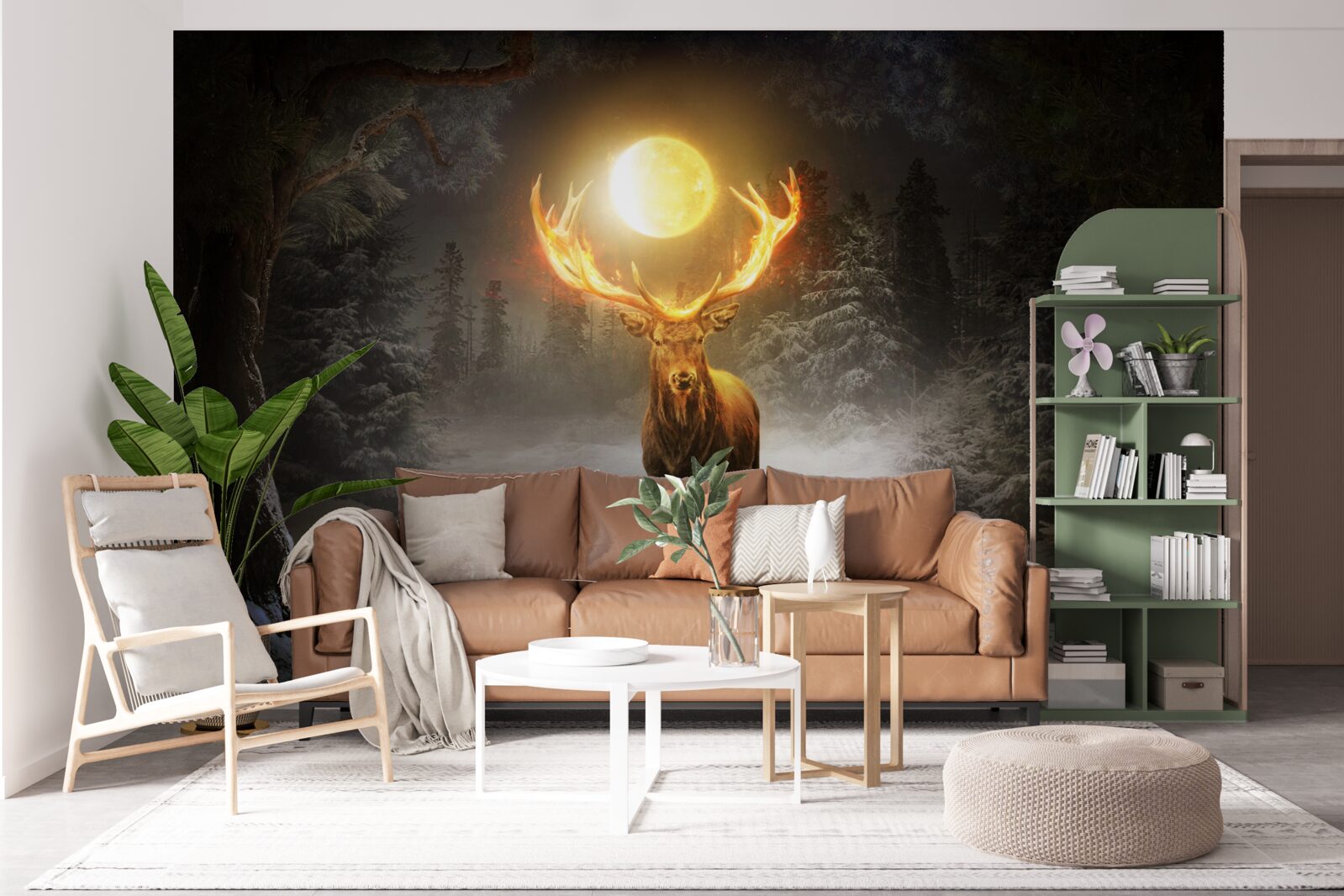 Фотошпалери енергійний олень і золотий лісовий супутник