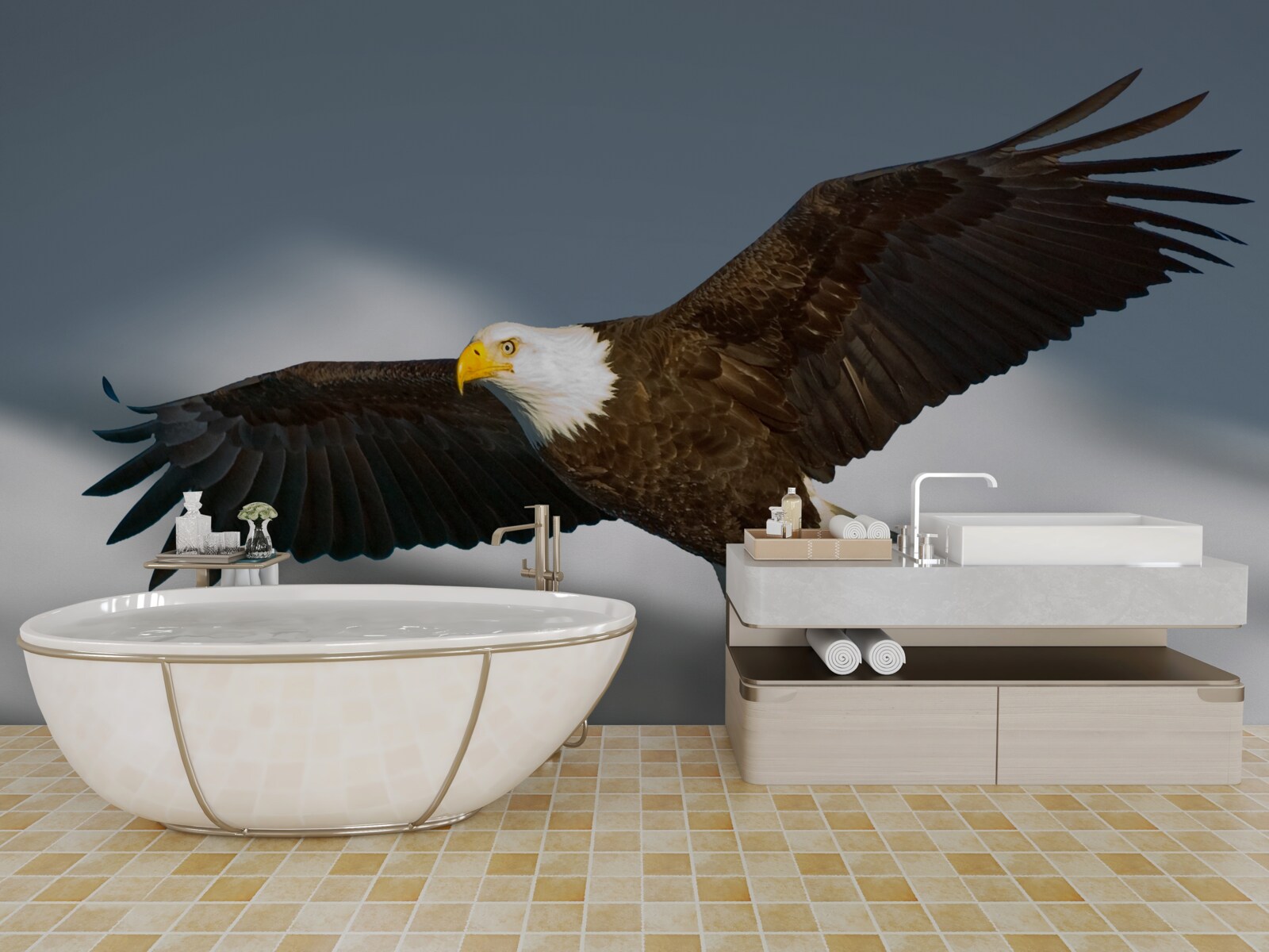 Фотошпалери в небі ширяє орлан-білохвіст