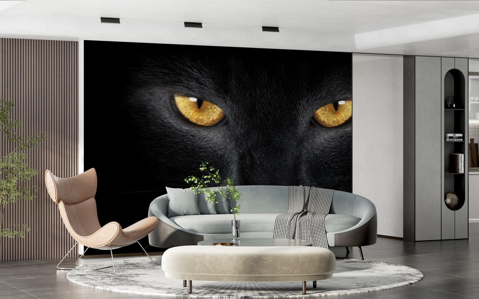 Фотошпалери проникливий погляд чорного кота