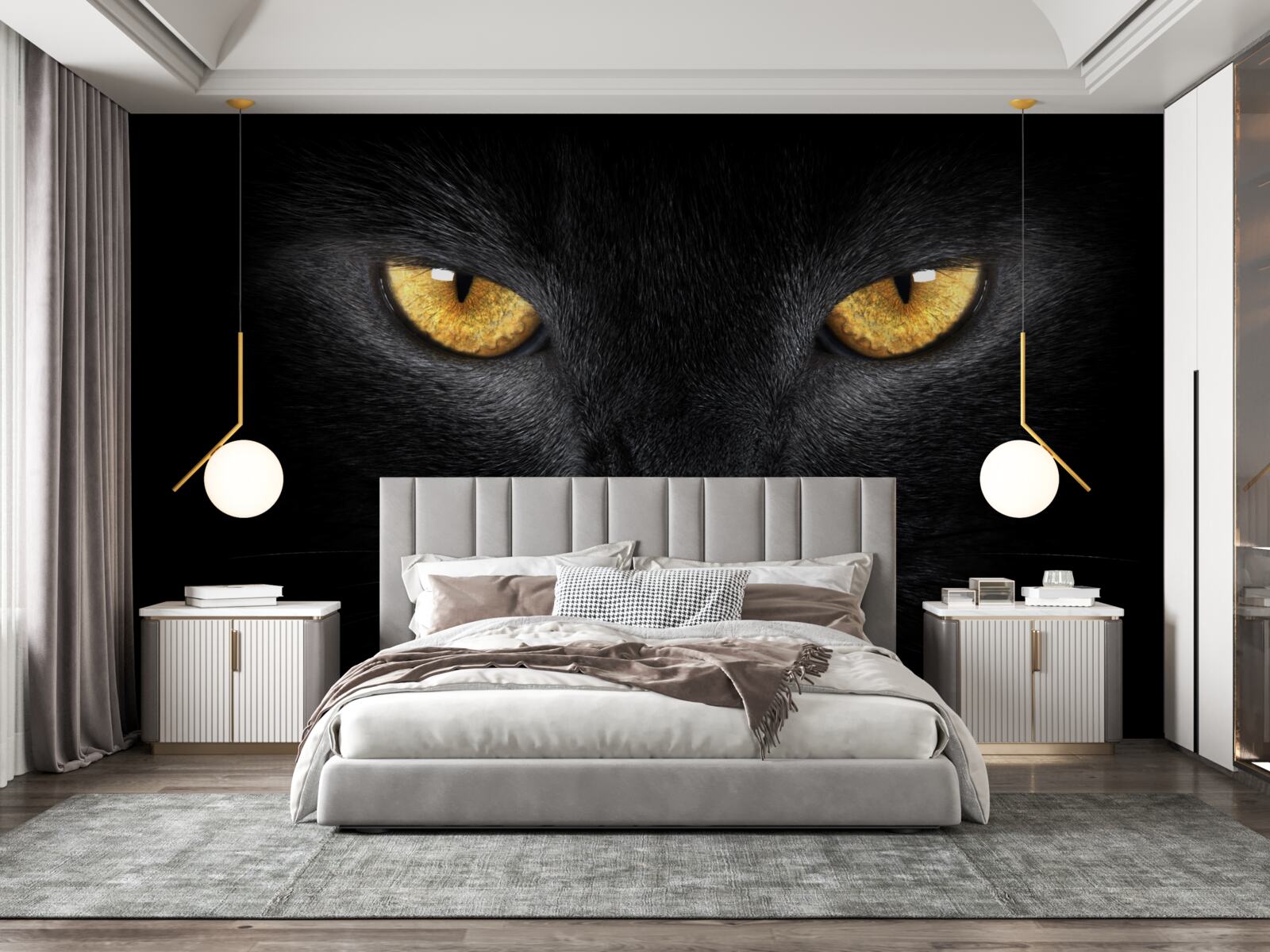 Фотошпалери проникливий погляд чорного кота