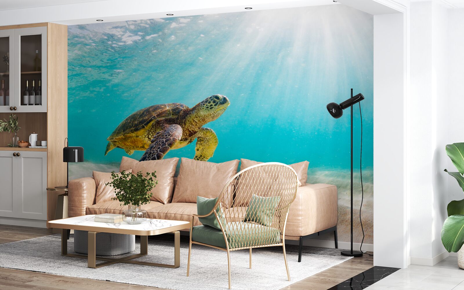 Фотошпалери Жовті черепи на піщаному дні