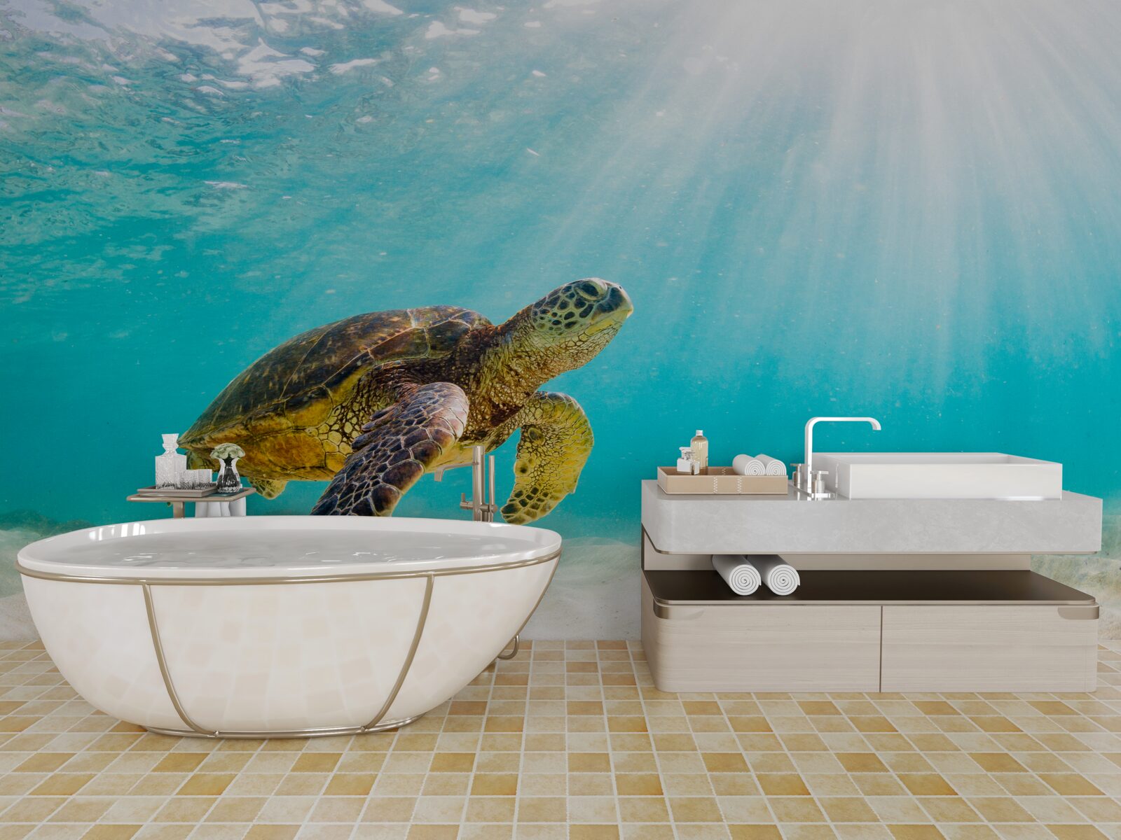 Фотошпалери Жовті черепи на піщаному дні