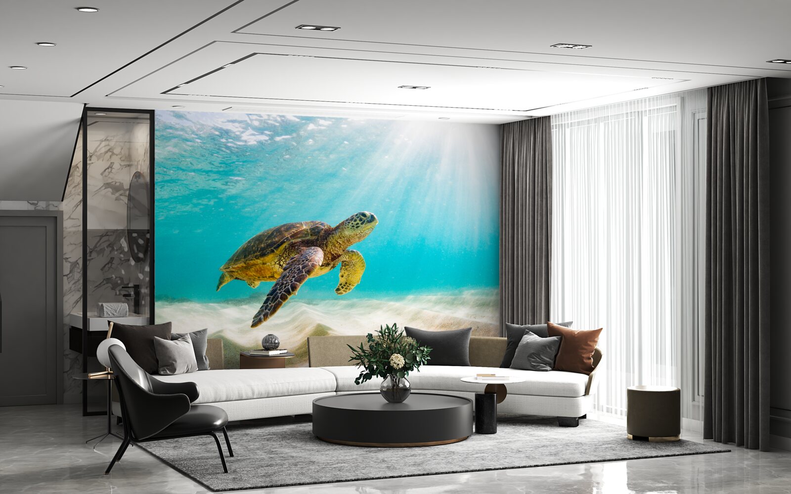 Фотошпалери Жовті черепи на піщаному дні