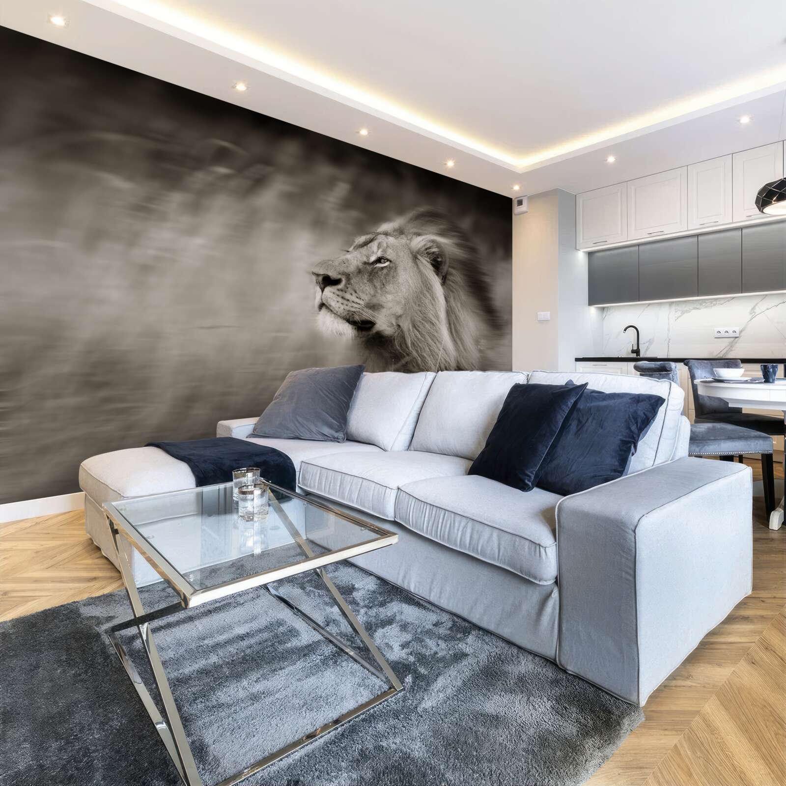 Фотошпалери чорно-біла анімалістична лінійка на вітрі