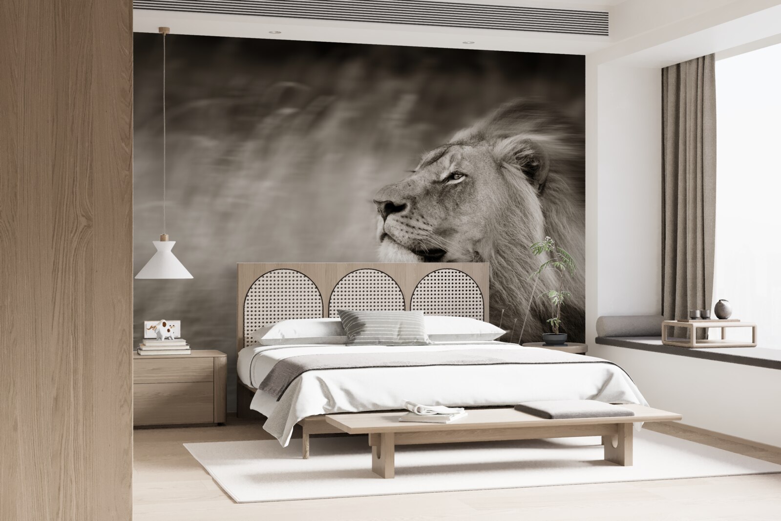 Фотошпалери чорно-біла анімалістична лінійка на вітрі