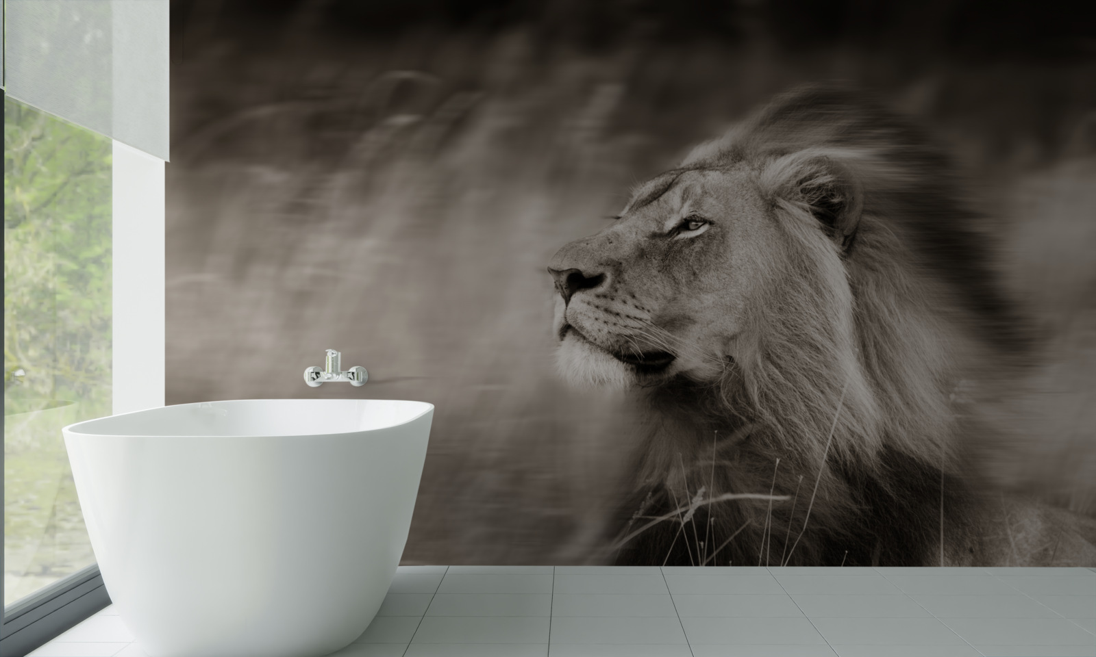 Фотошпалери чорно-біла анімалістична лінійка на вітрі