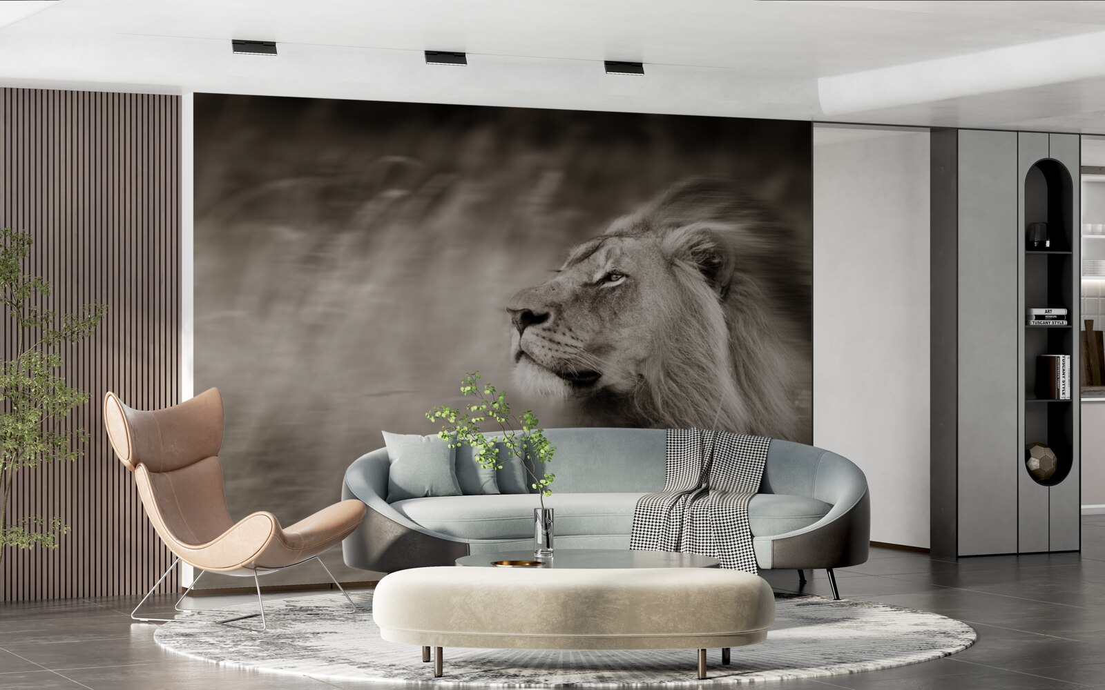 Фотошпалери чорно-біла анімалістична лінійка на вітрі