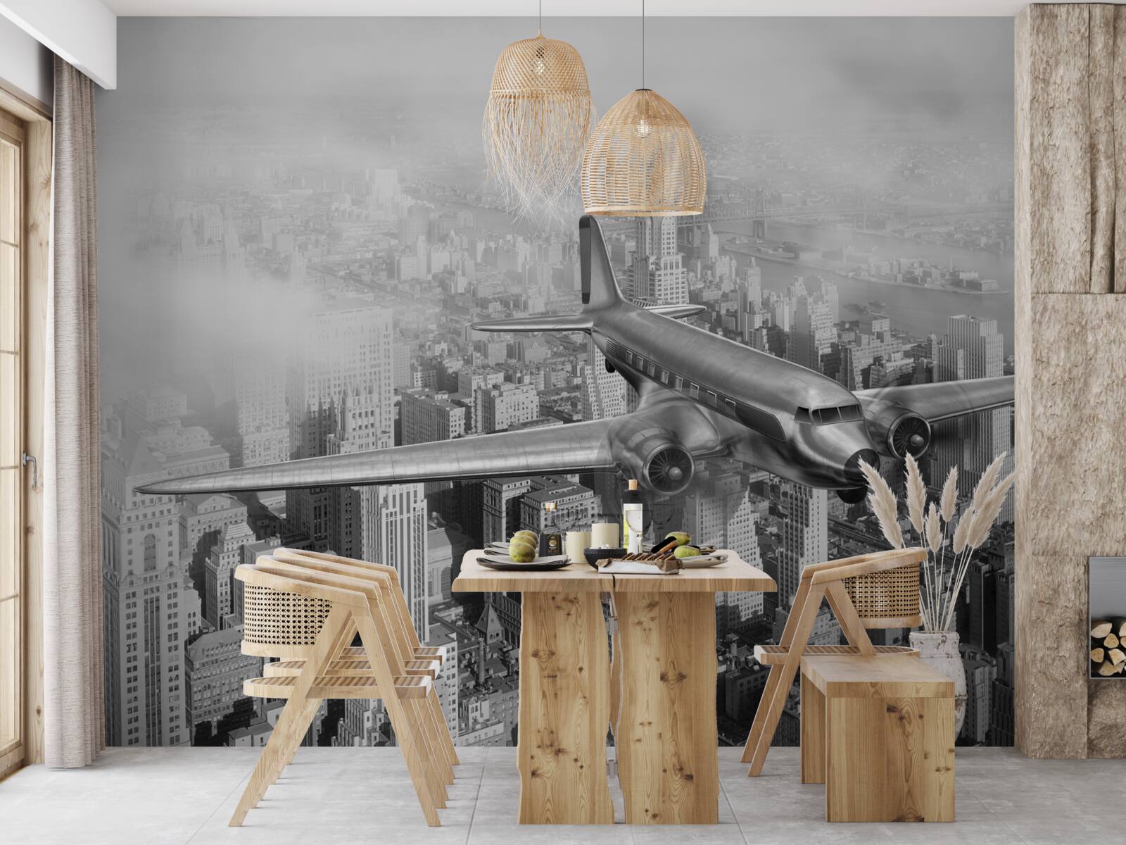 Фотошпалери повітряні подорожі над містом-гігантом