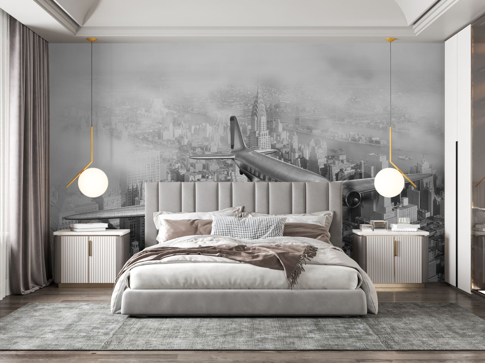 Фотошпалери повітряні подорожі над містом-гігантом