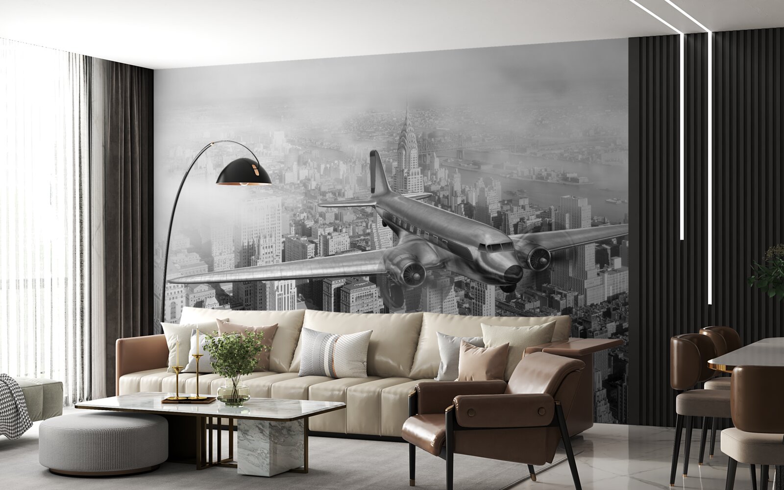 Фотошпалери повітряні подорожі над містом-гігантом