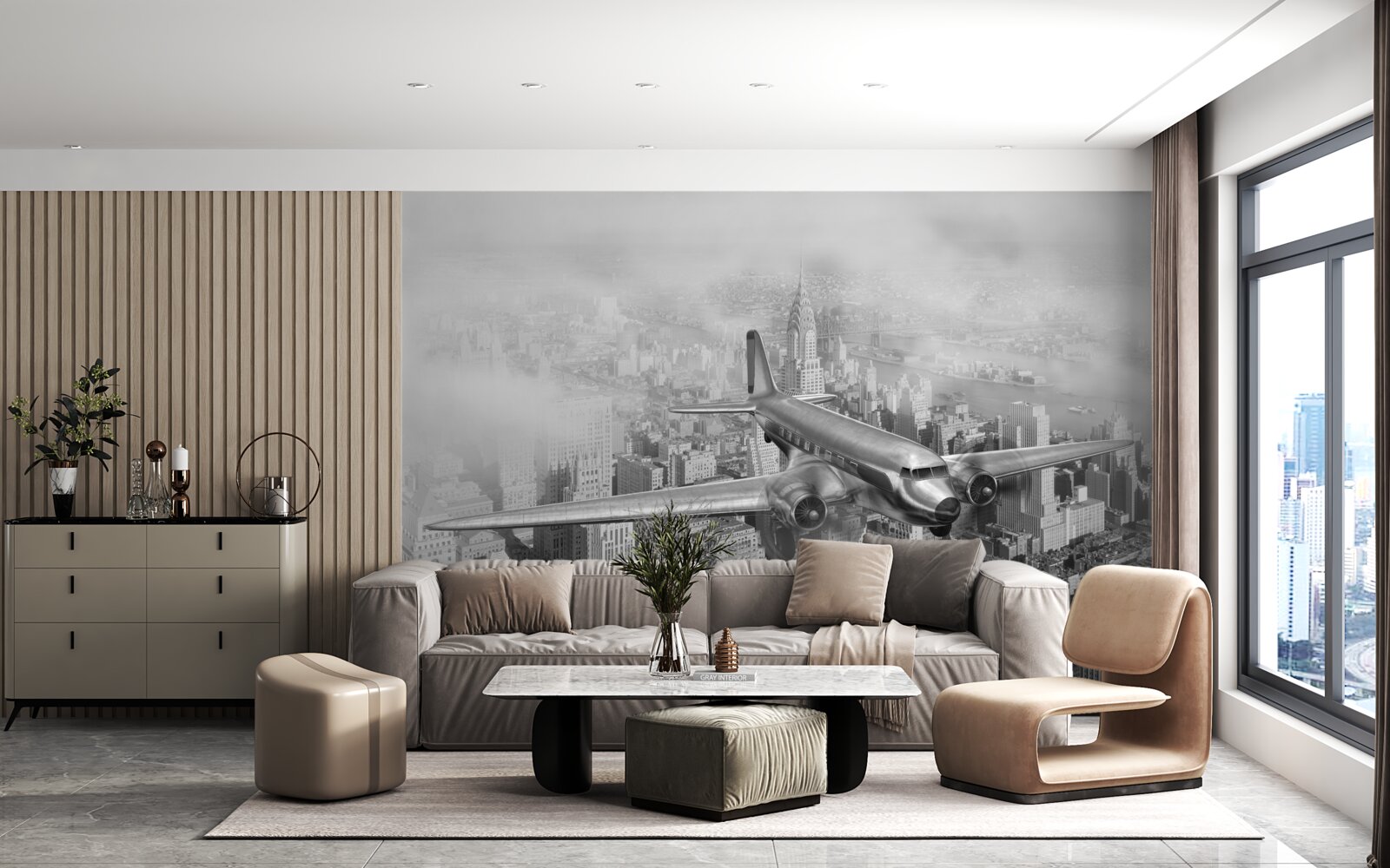 Фотошпалери повітряні подорожі над містом-гігантом