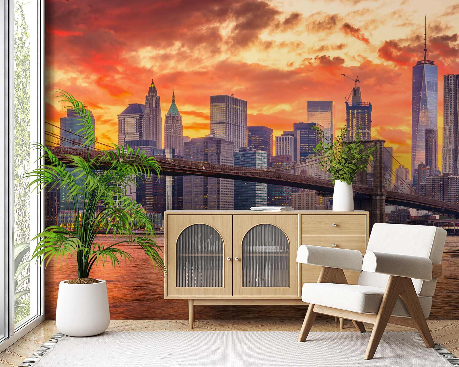 Фотошпалери хмари над нью-йорком під час заходу сонця