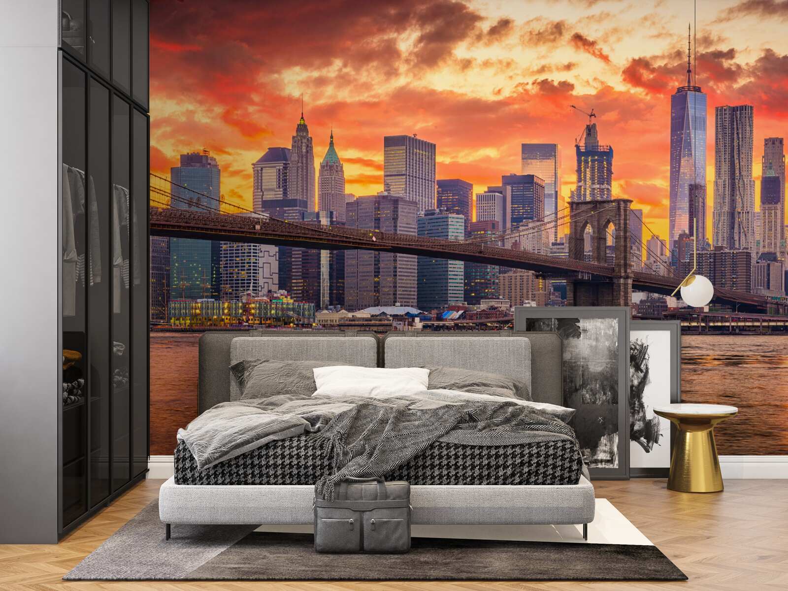 Фотошпалери хмари над нью-йорком під час заходу сонця