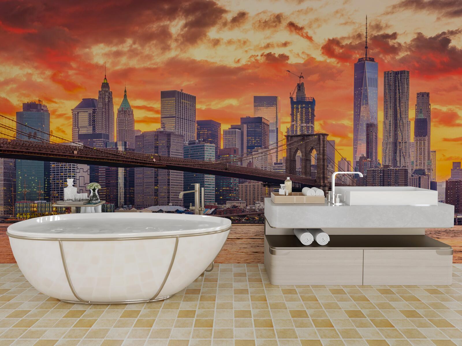 Фотошпалери хмари над нью-йорком під час заходу сонця