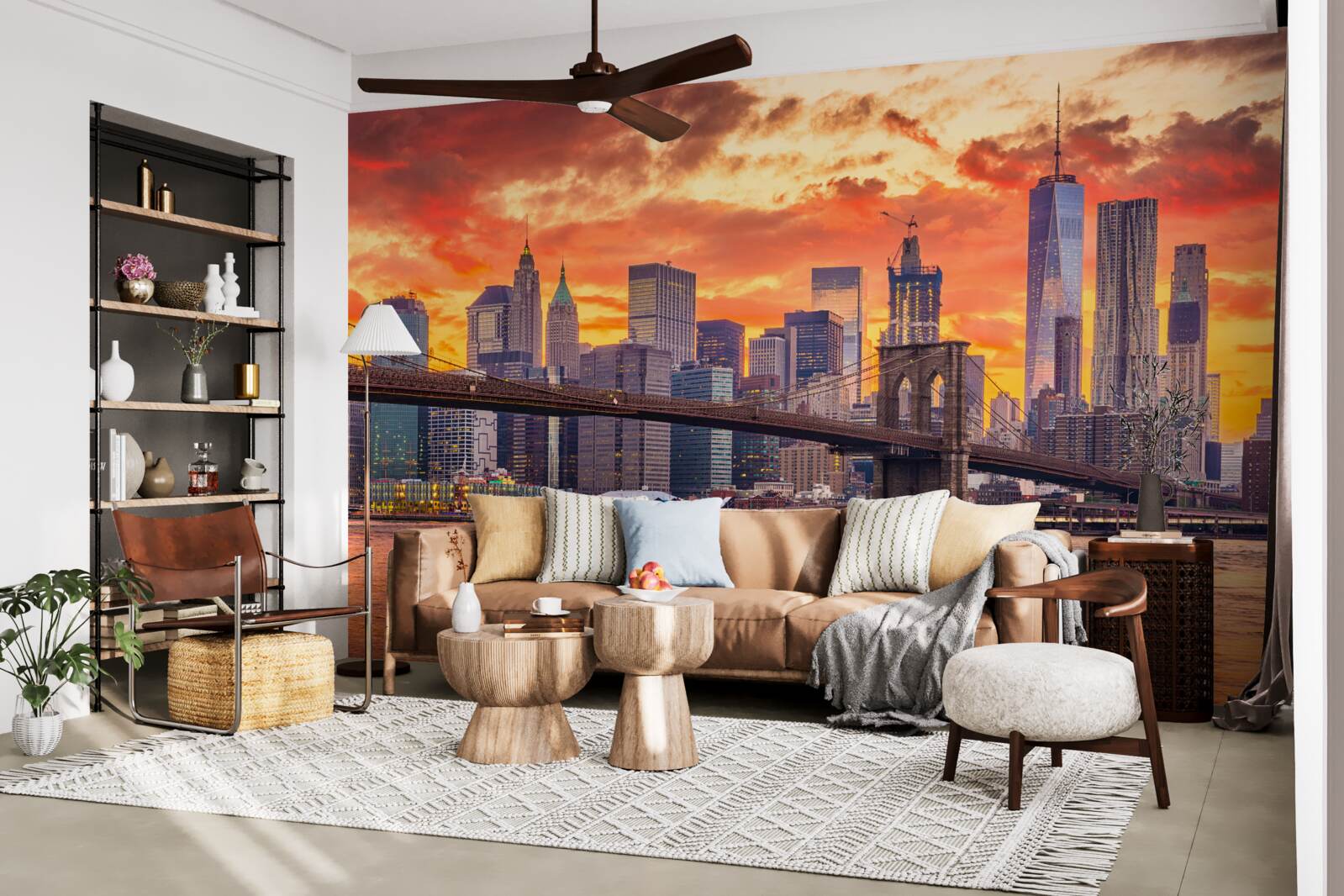 Фотошпалери хмари над нью-йорком під час заходу сонця