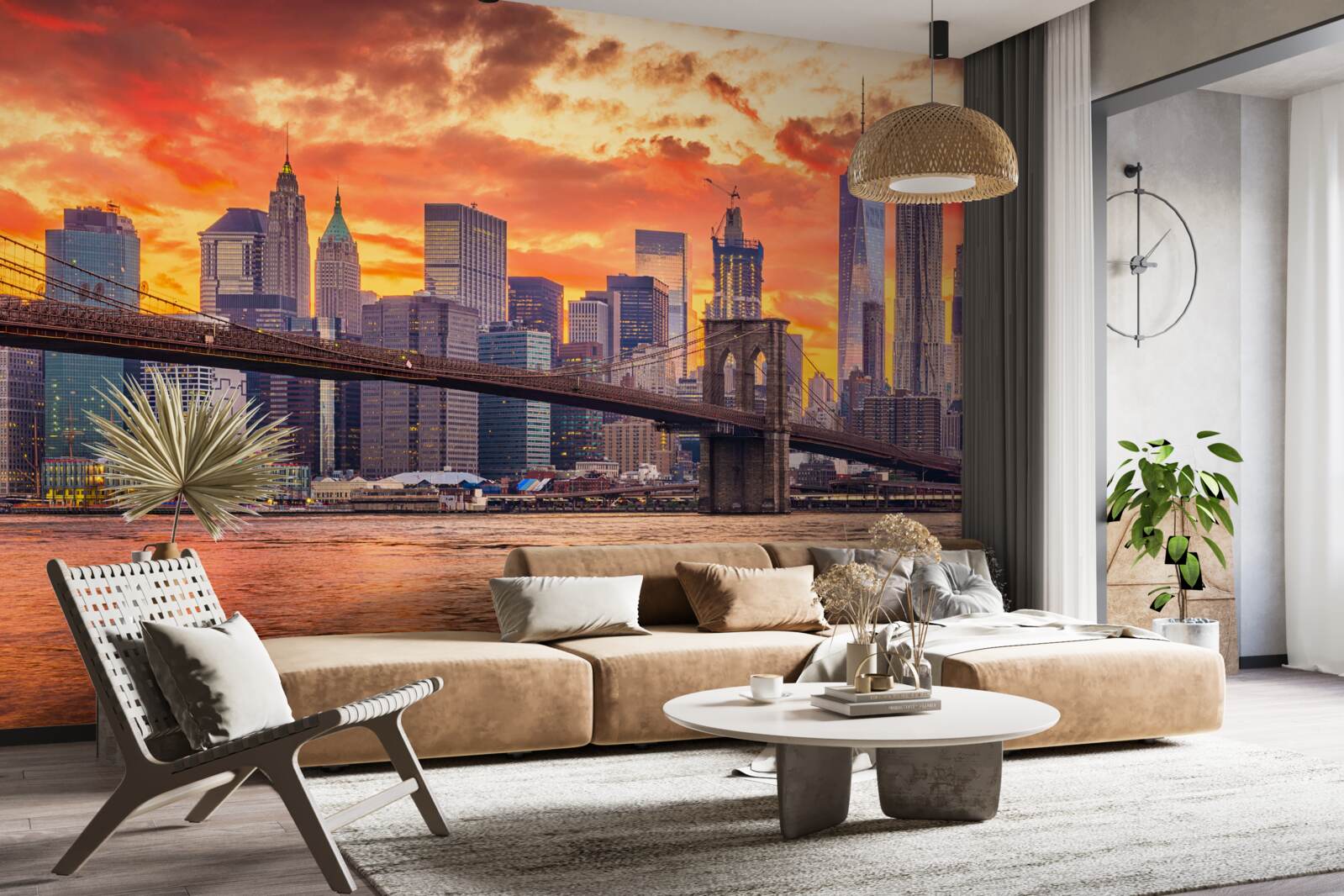 Фотошпалери хмари над нью-йорком під час заходу сонця