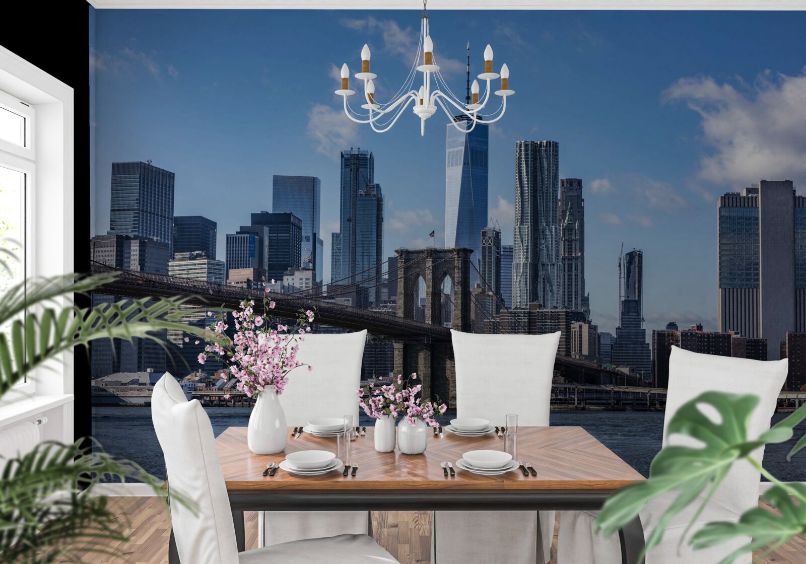 Фотошпалери вид на місто з Бруклінського мосту