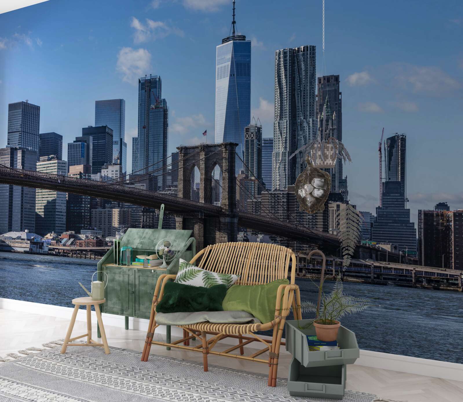 Фотошпалери вид на місто з Бруклінського мосту