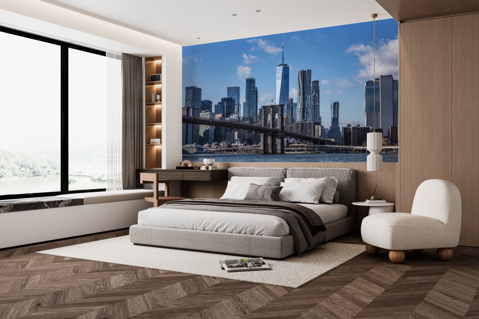 Фотошпалери вид на місто з Бруклінського мосту