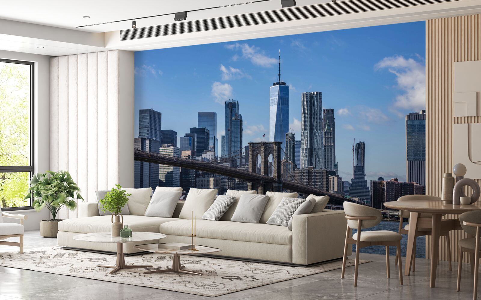 Фотошпалери вид на місто з Бруклінського мосту