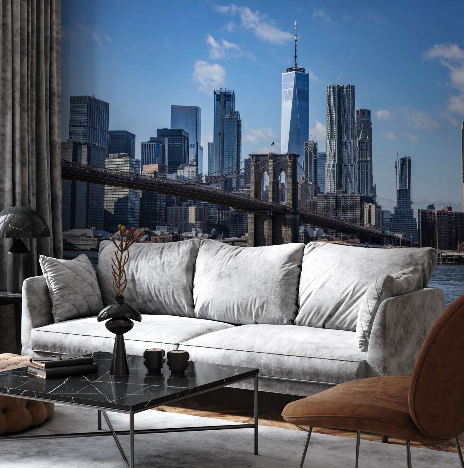 Фотошпалери вид на місто з Бруклінського мосту