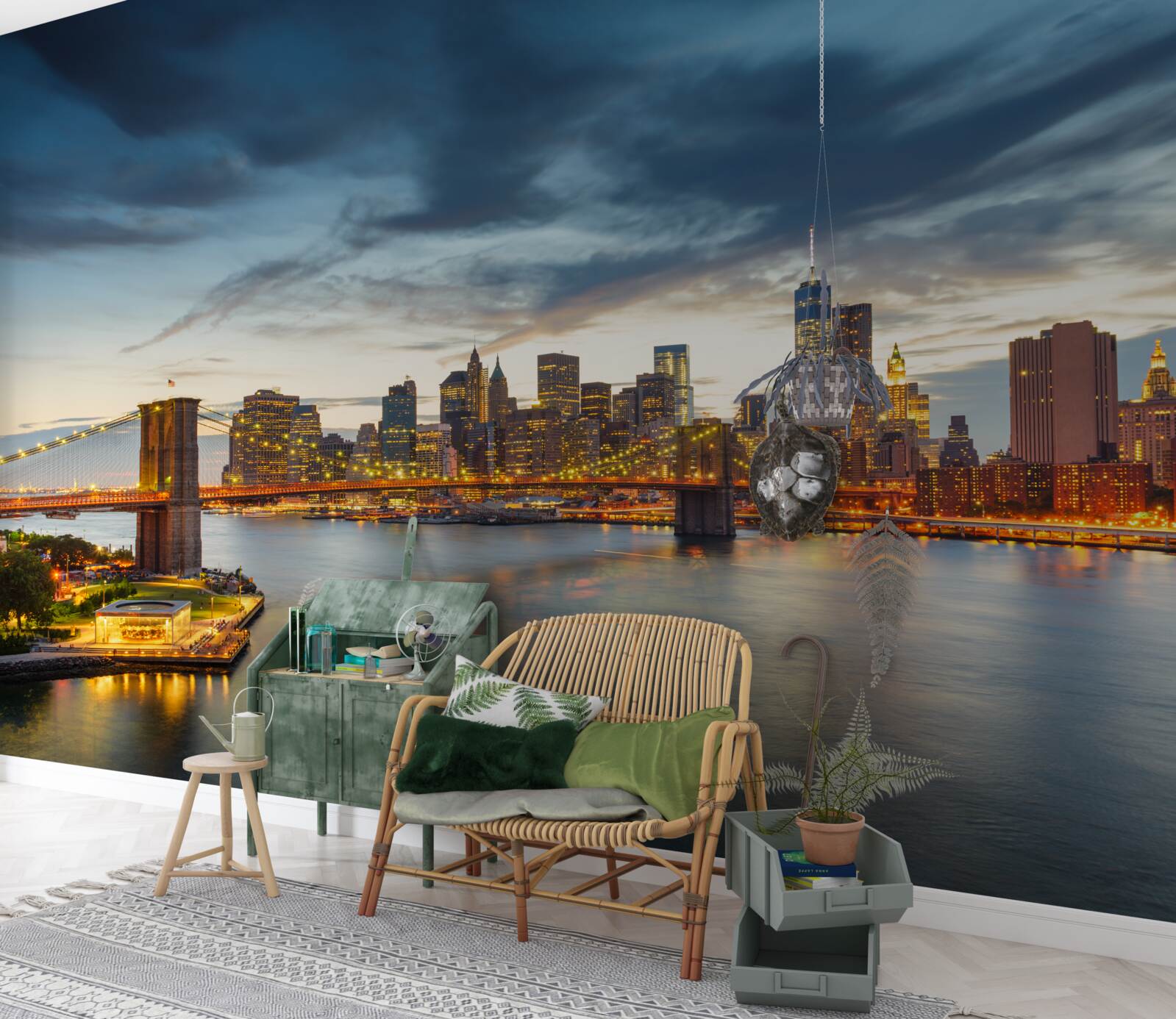 Фотошпалери міст у місті з освітленням