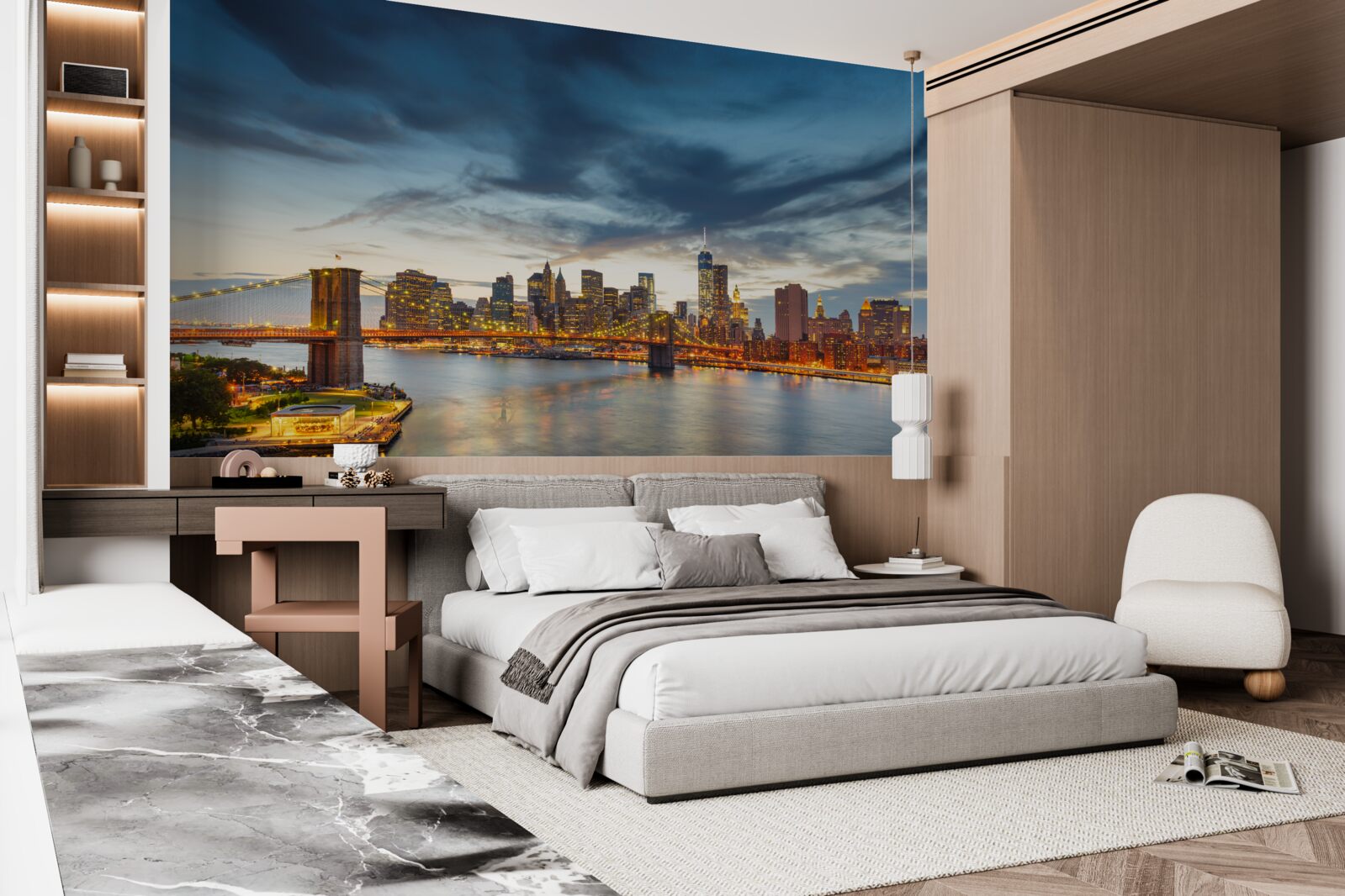 Фотошпалери міст у місті з освітленням