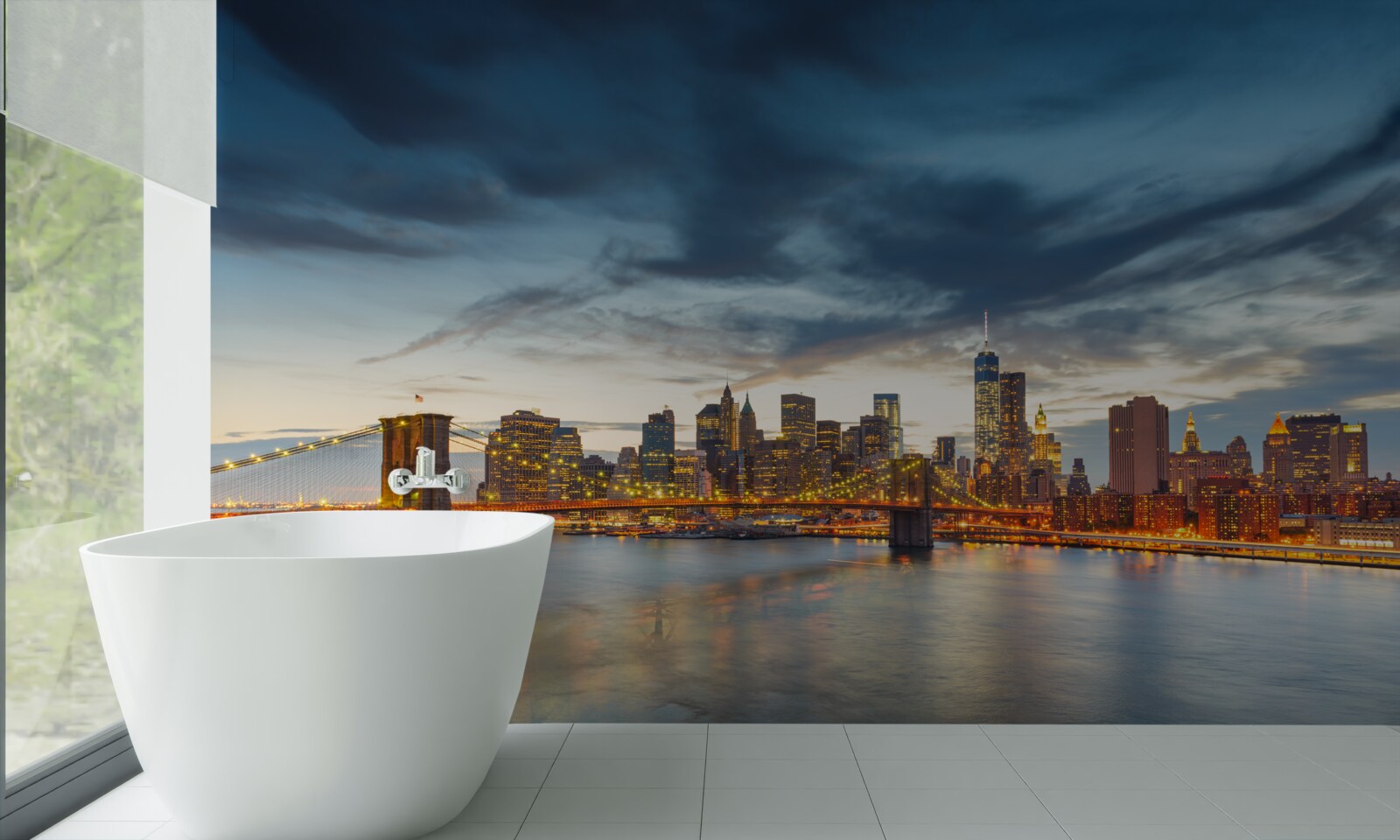 Фотошпалери міст у місті з освітленням