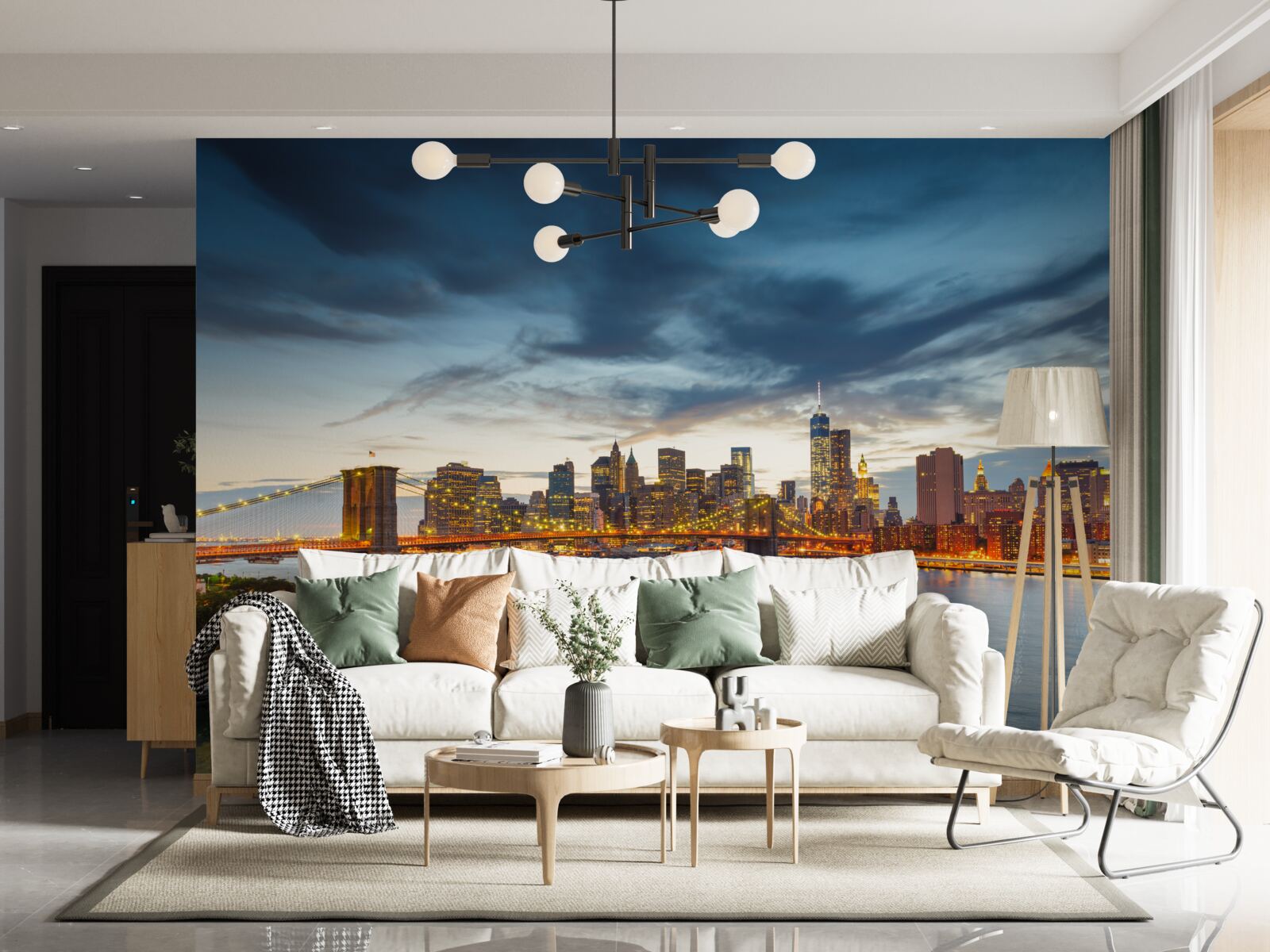 Фотошпалери міст у місті з освітленням