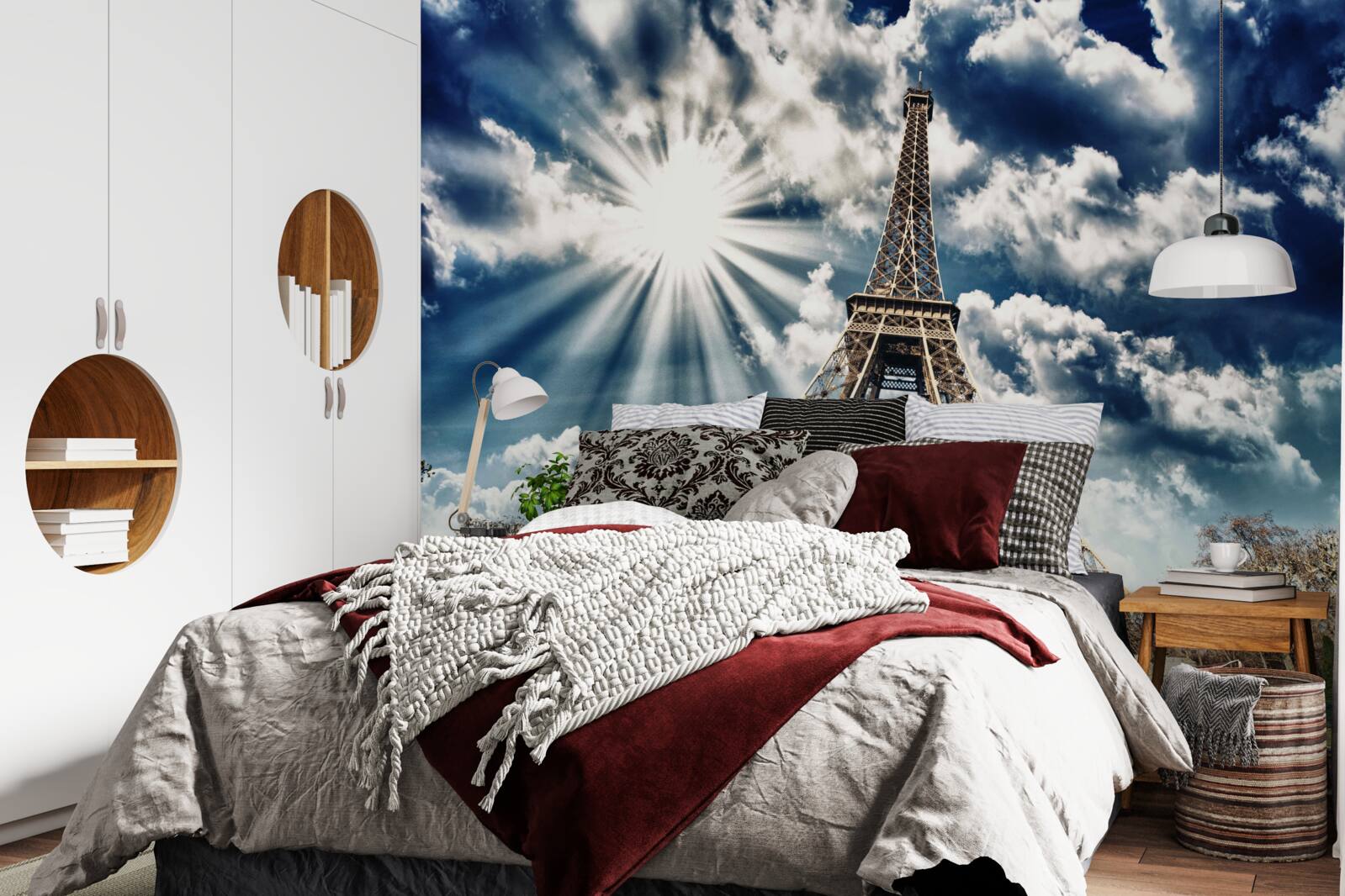 Фотошпалери сонце над Ейфелевою вежею