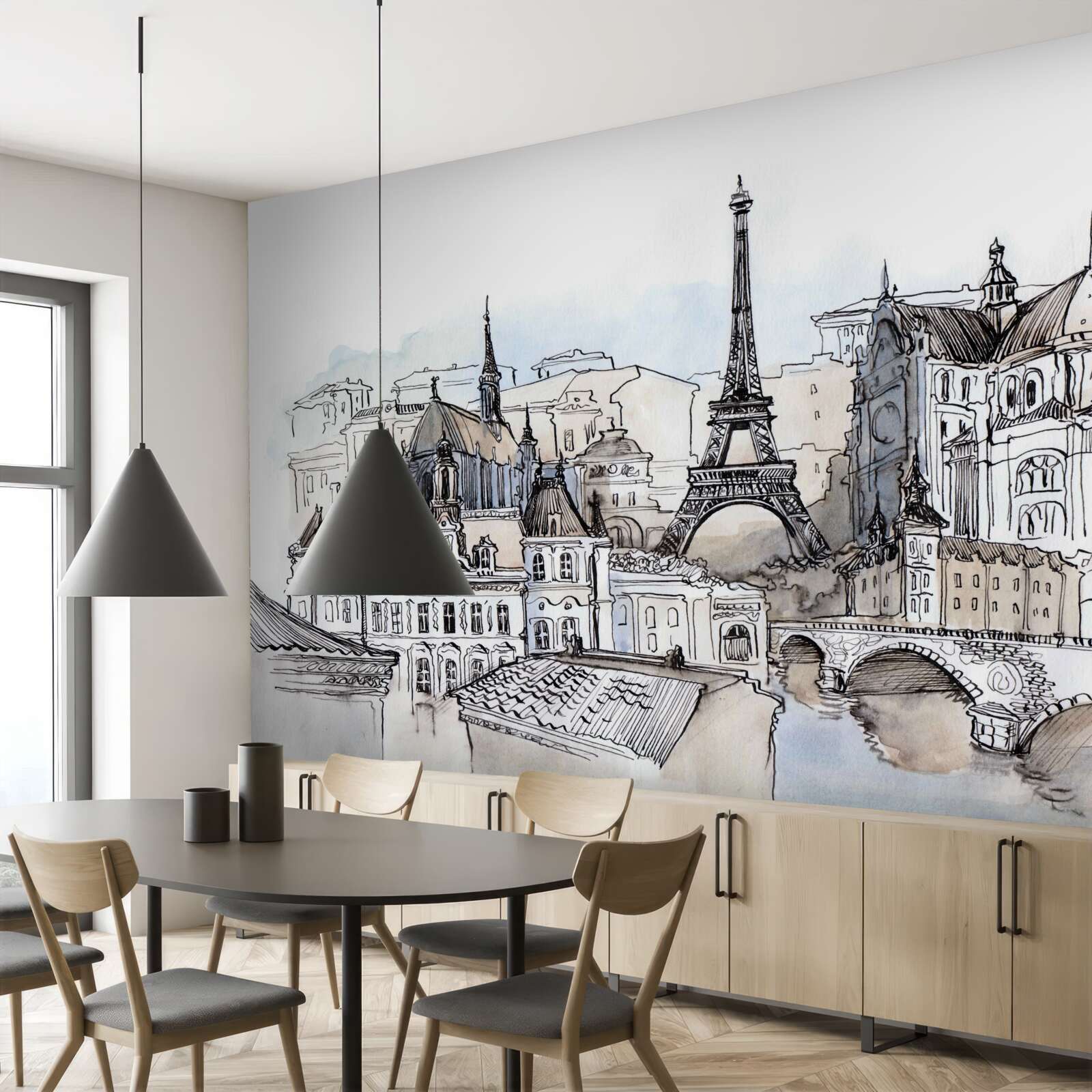 Фотошпалери Паризькі пейзажі, відтворені аквареллю