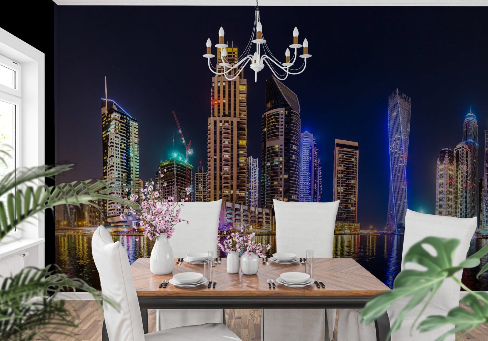 Фотошпалери захоплююча нічна вулиця в дубаї