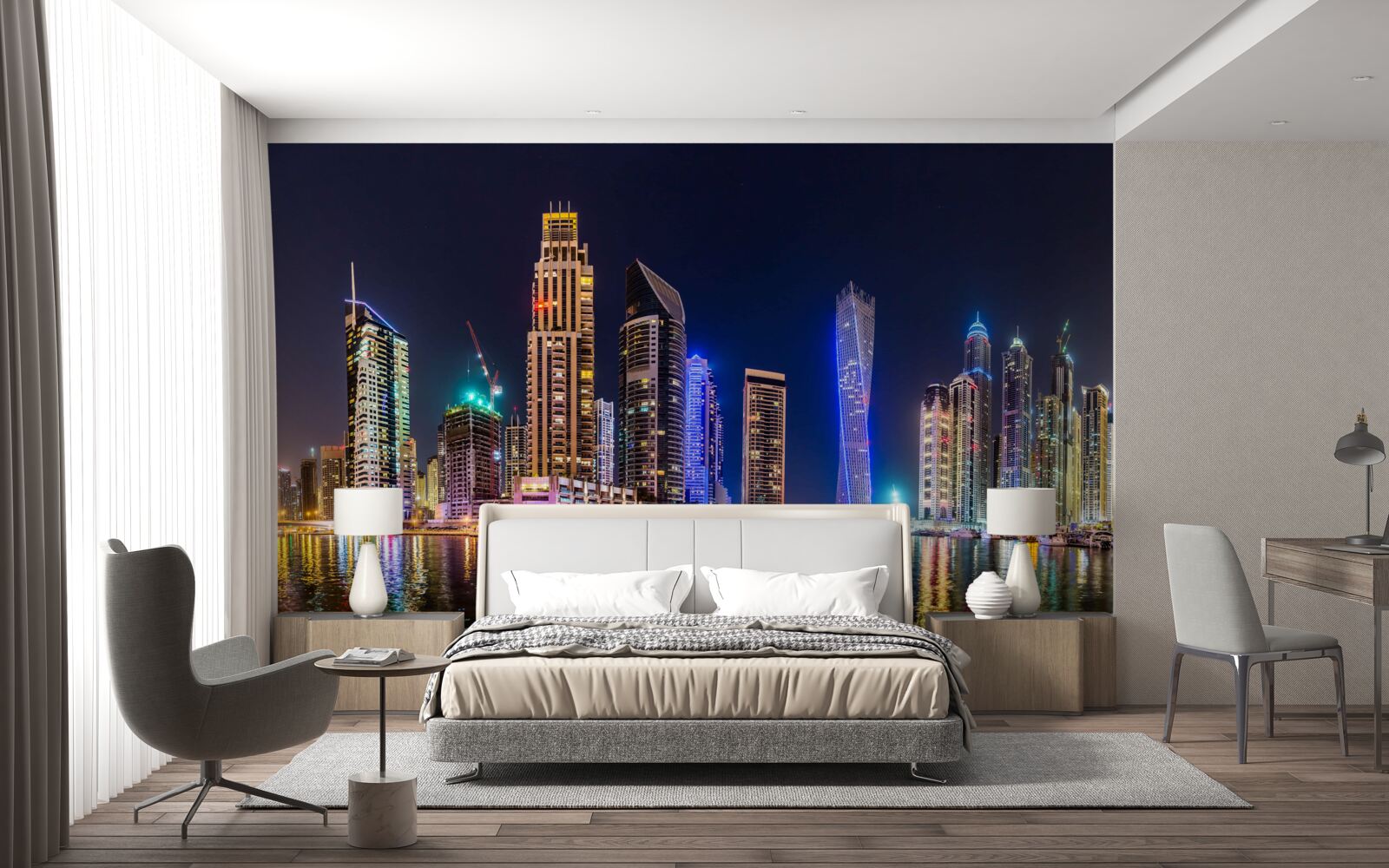 Фотошпалери захоплююча нічна вулиця в дубаї