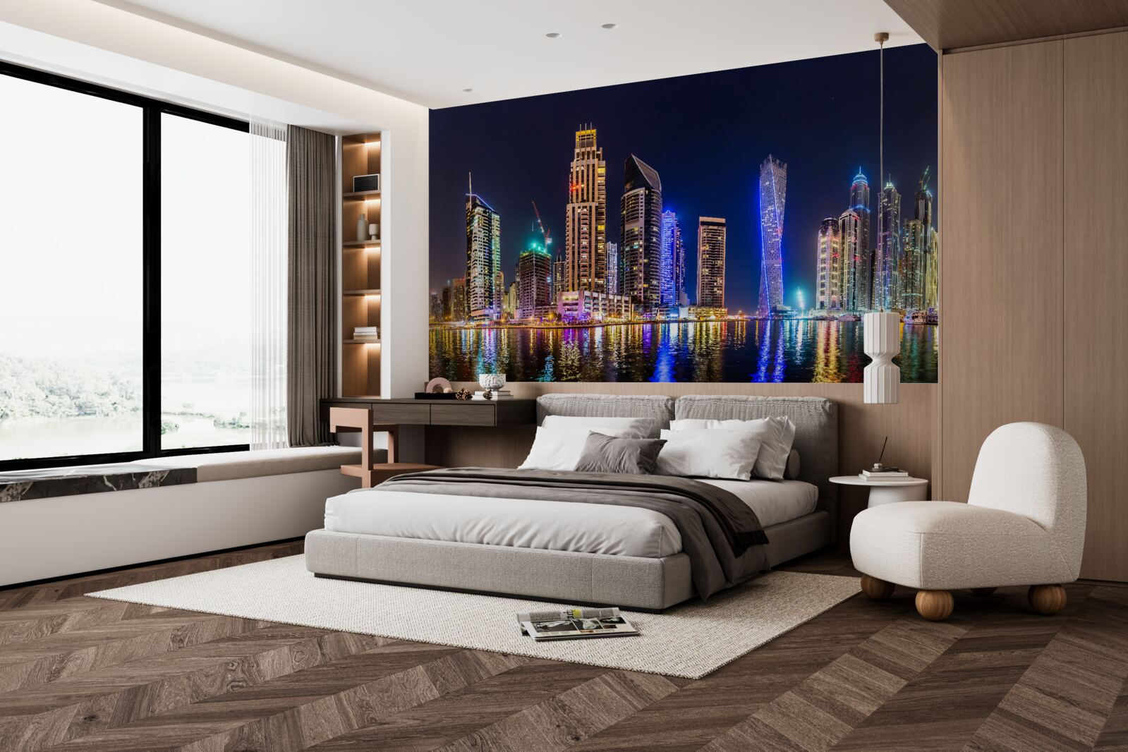 Фотошпалери захоплююча нічна вулиця в дубаї