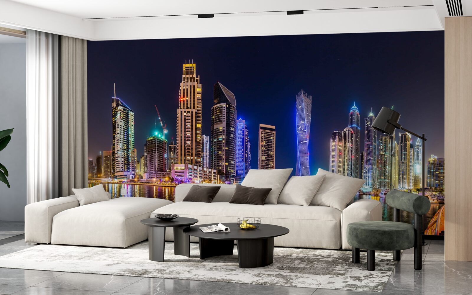 Фотошпалери захоплююча нічна вулиця в дубаї