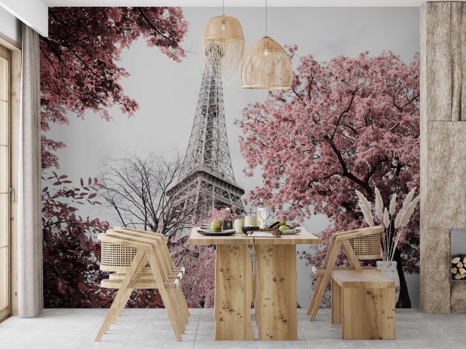 Фотошпалери Ейфелева вежа в оточенні квітучої сакури