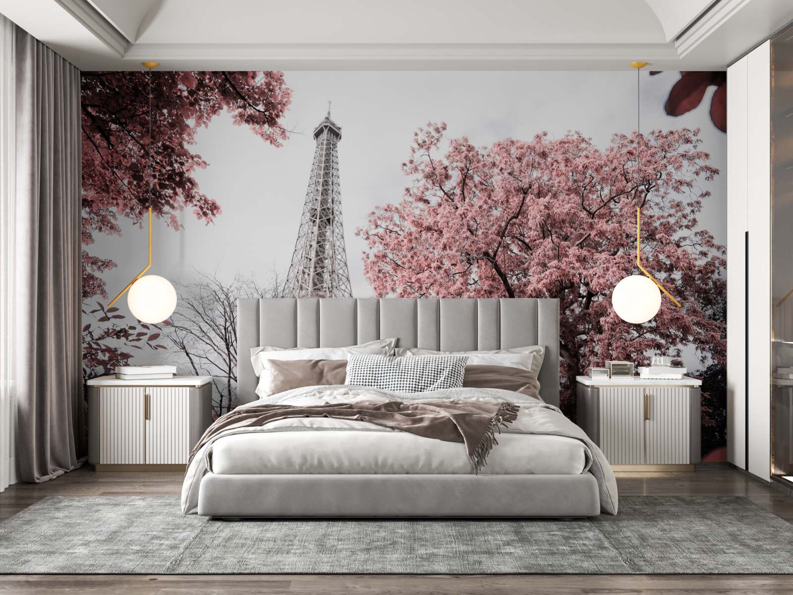 Фотошпалери Ейфелева вежа в оточенні квітучої сакури