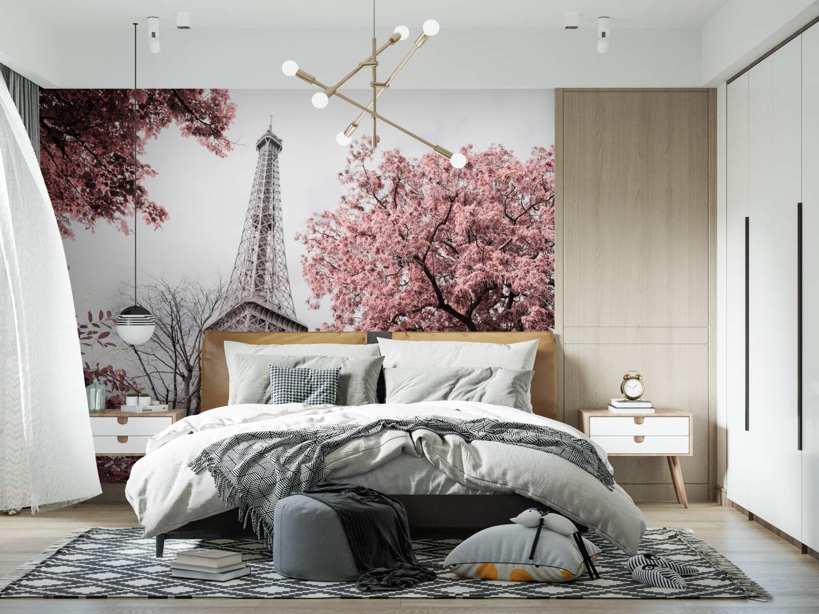 Фотошпалери Ейфелева вежа в оточенні квітучої сакури