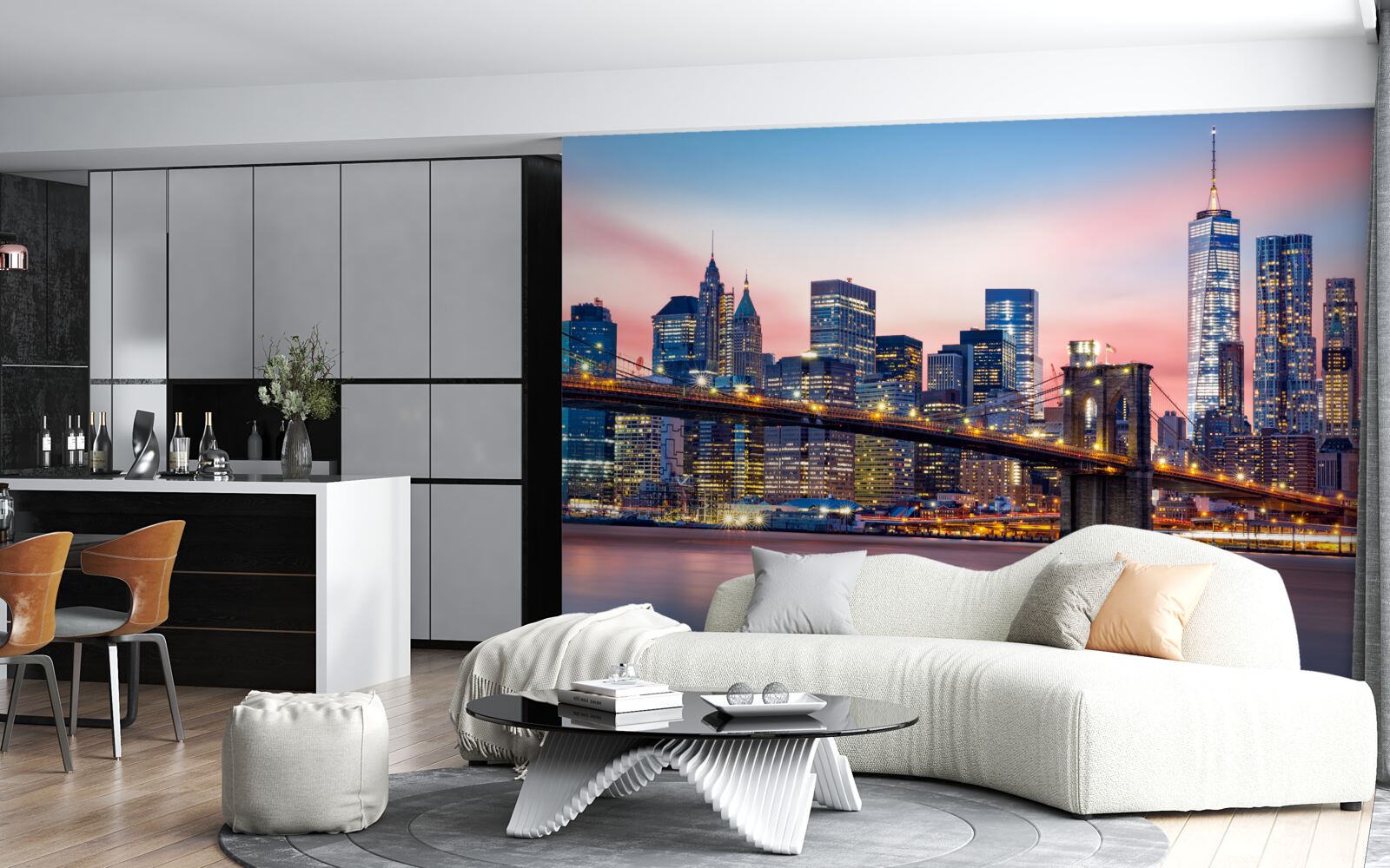 Фотошпалери нічний бруклінський міст у нью-йорку