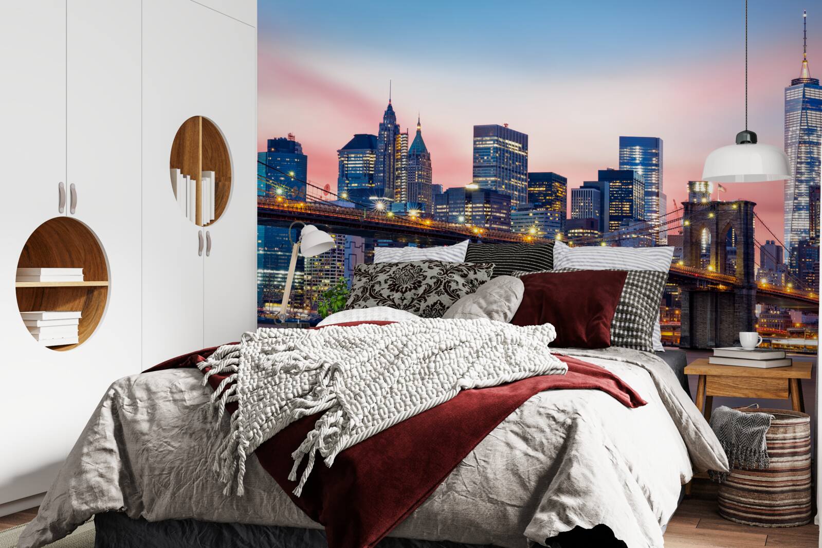 Фотошпалери нічний бруклінський міст у нью-йорку