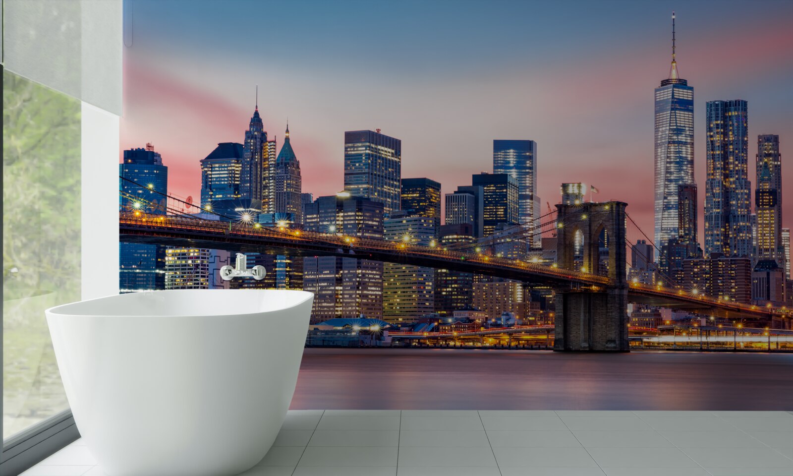 Фотошпалери нічний бруклінський міст у нью-йорку