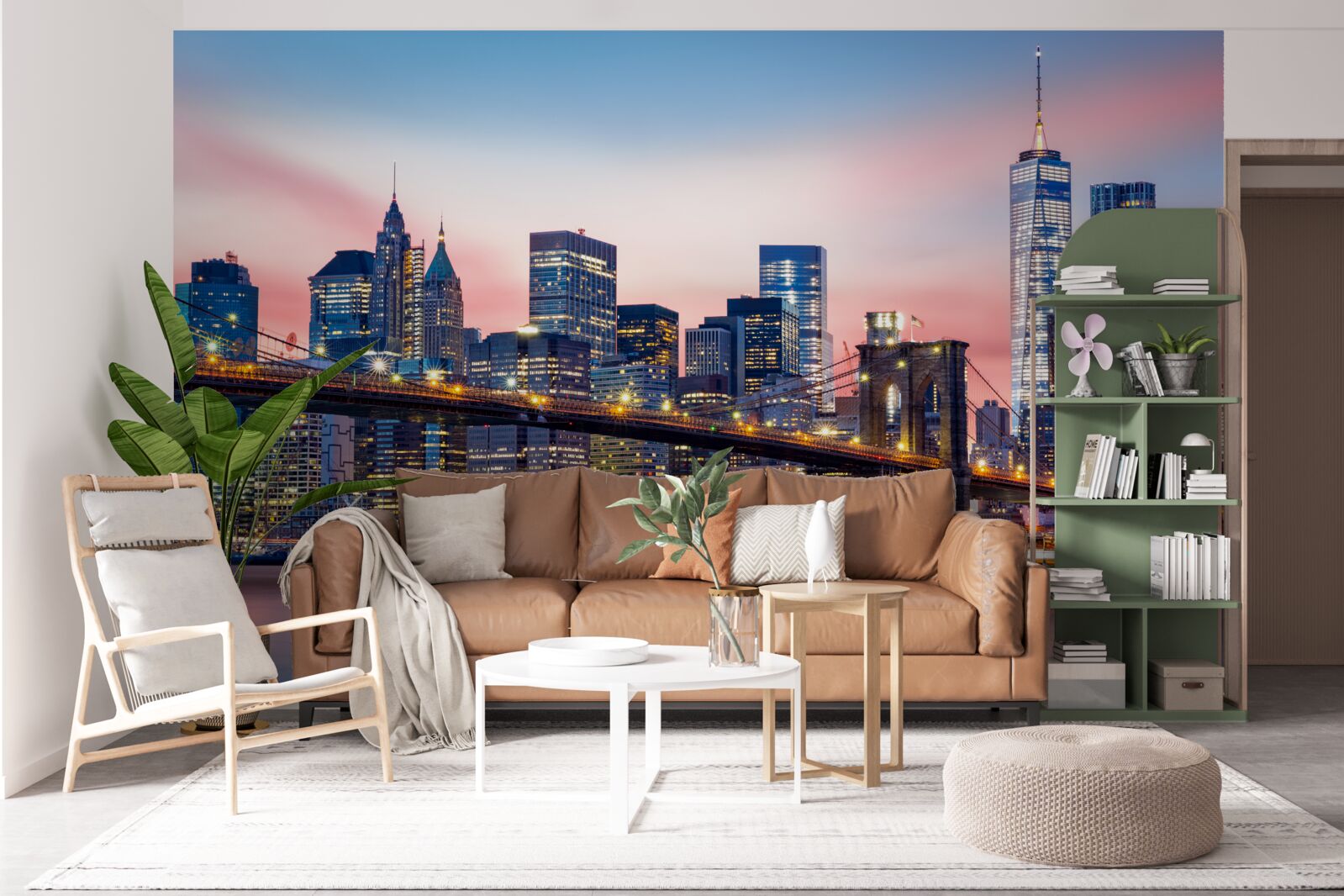 Фотошпалери нічний бруклінський міст у нью-йорку