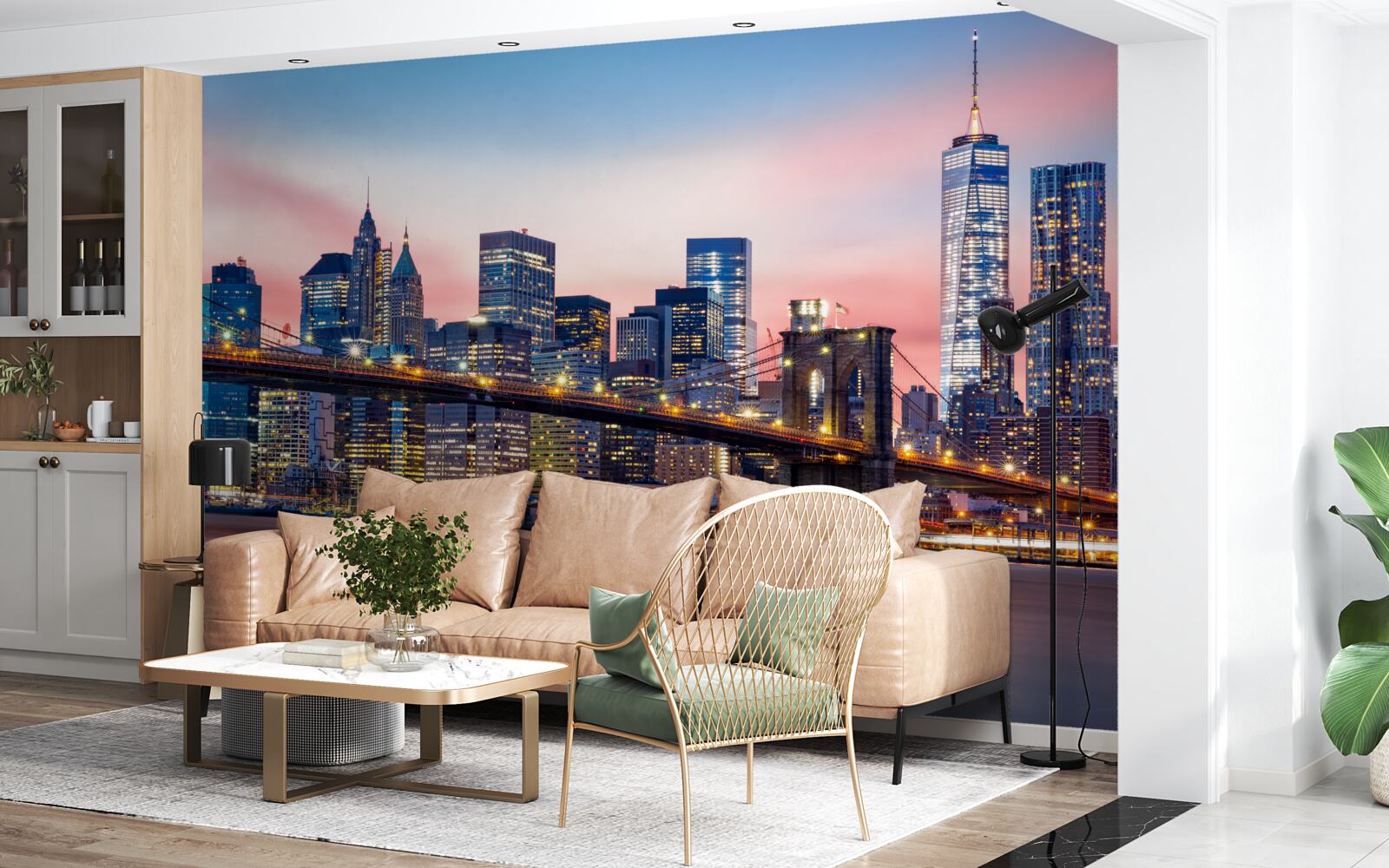 Фотошпалери нічний бруклінський міст у нью-йорку