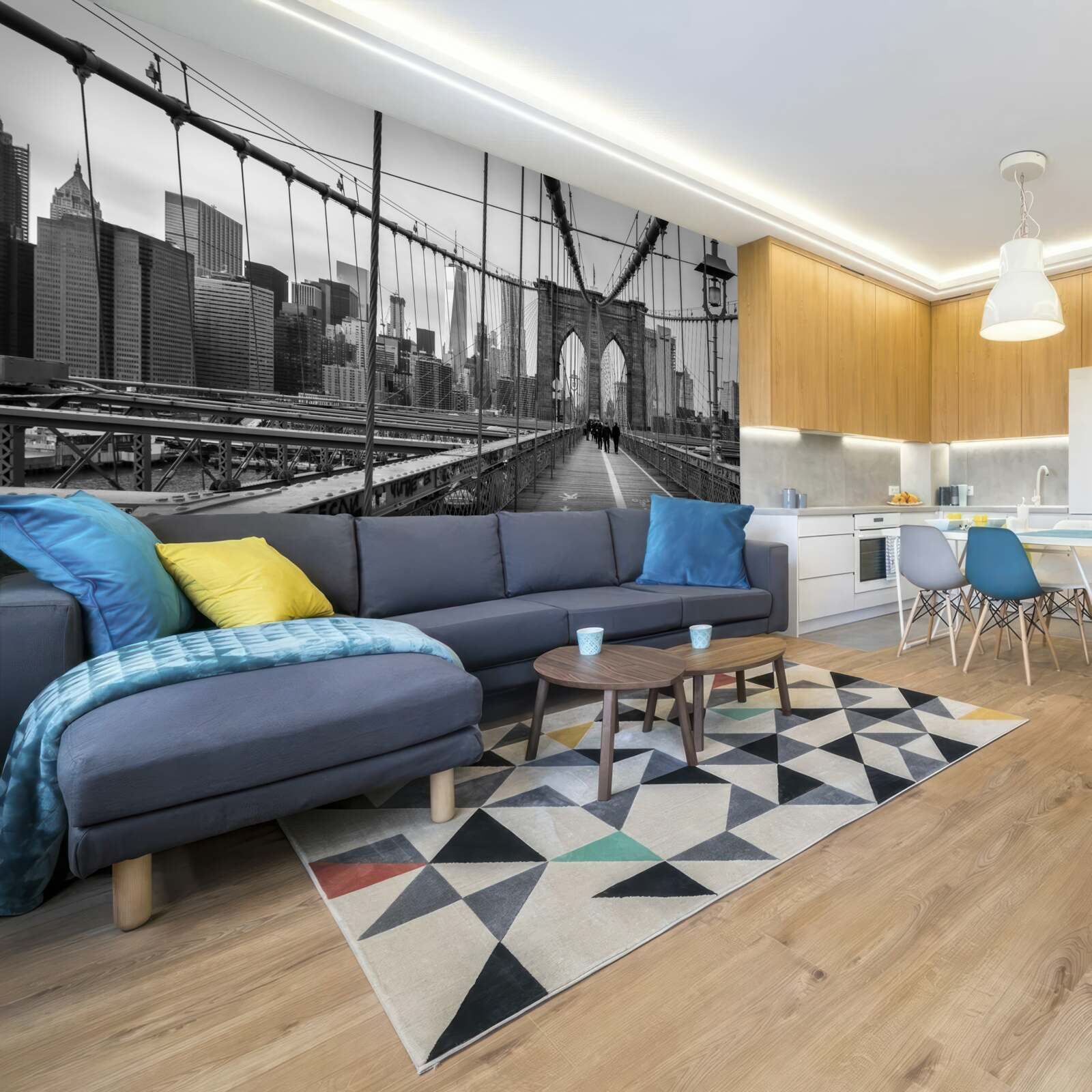 Фотошпалери Бруклінський міст у відтінках чорного та білого