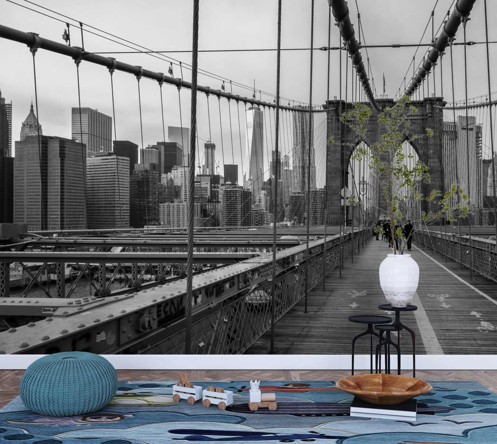 Фотошпалери Бруклінський міст у відтінках чорного та білого