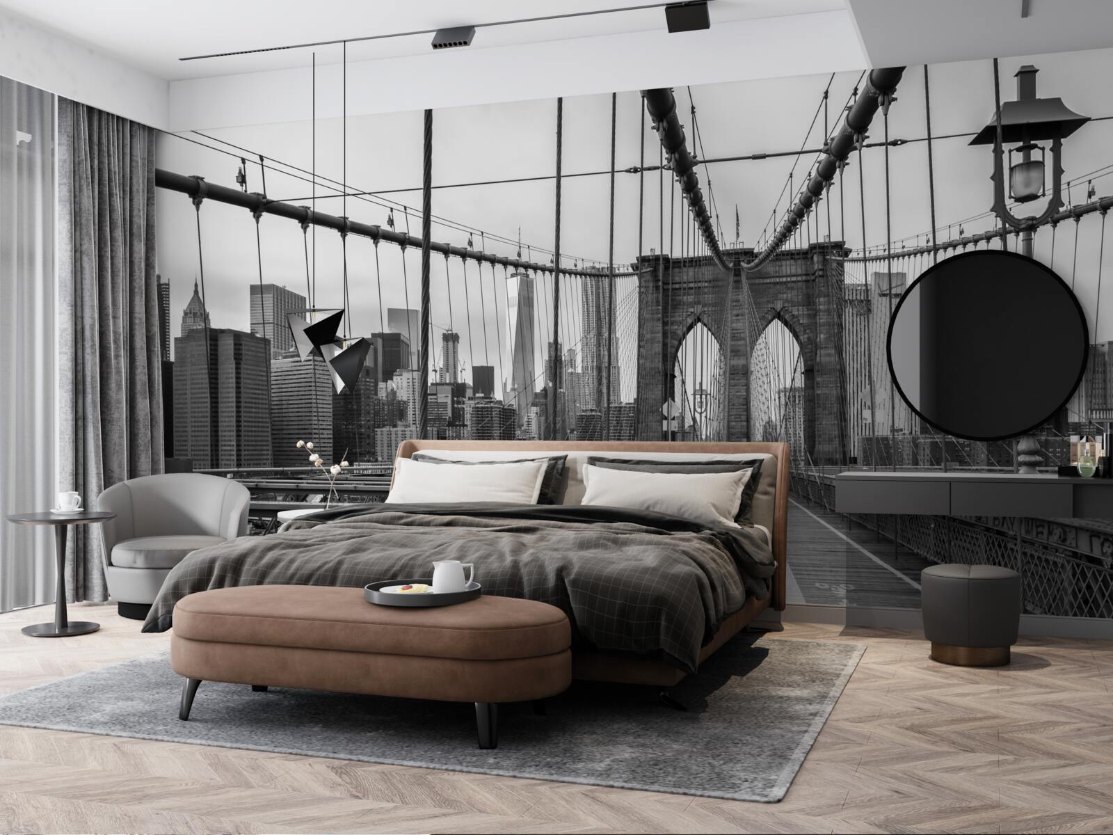 Фотошпалери Бруклінський міст у відтінках чорного та білого