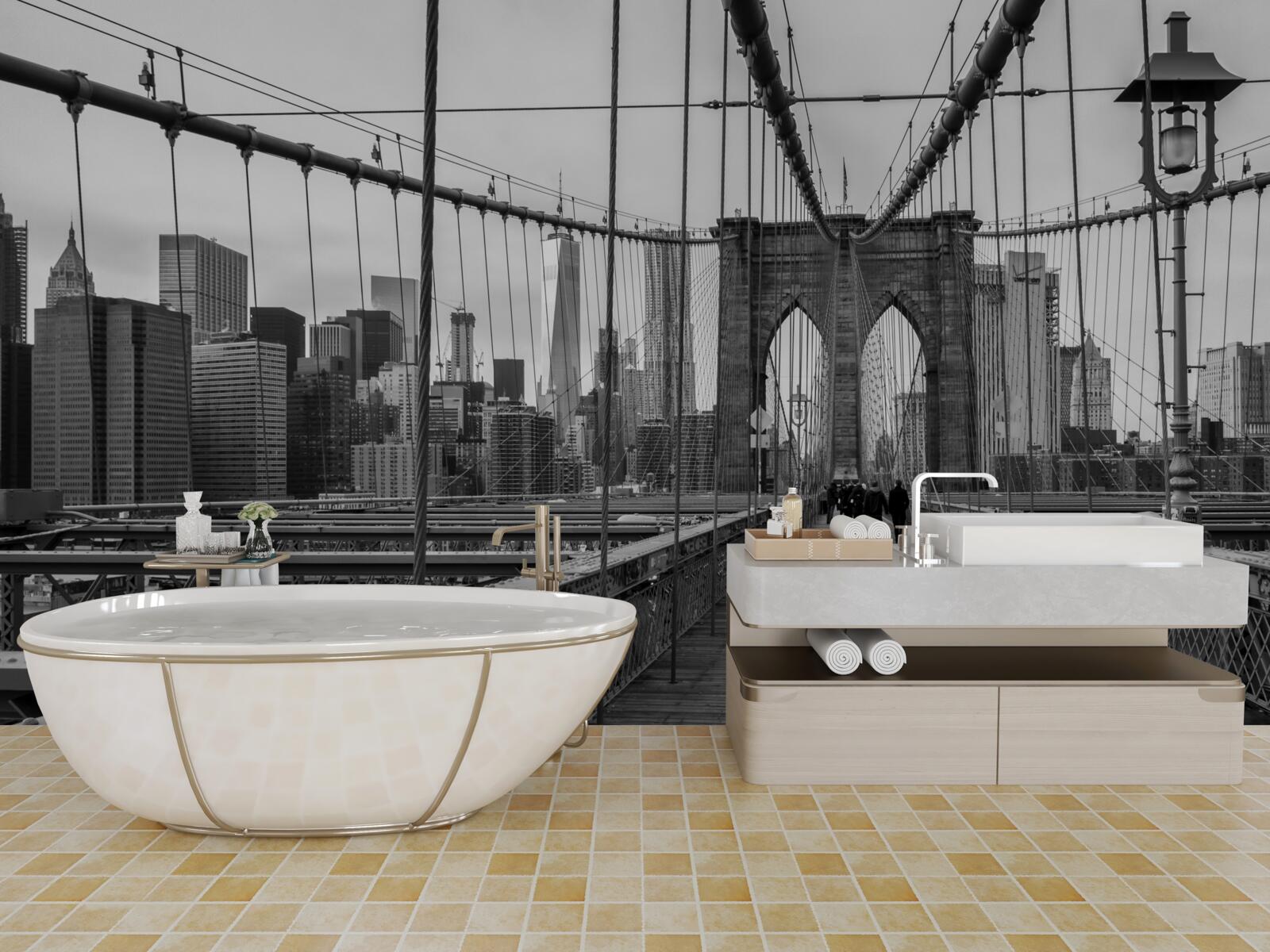 Фотошпалери Бруклінський міст у відтінках чорного та білого