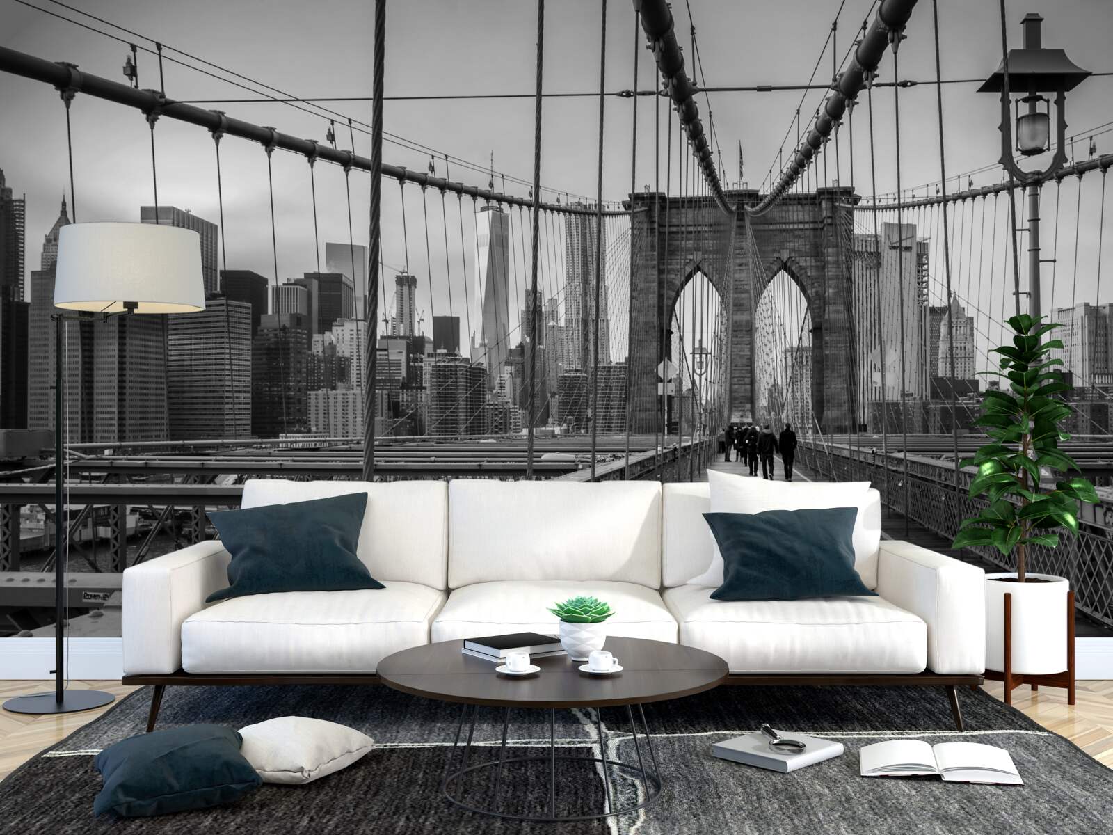 Фотошпалери Бруклінський міст у відтінках чорного та білого
