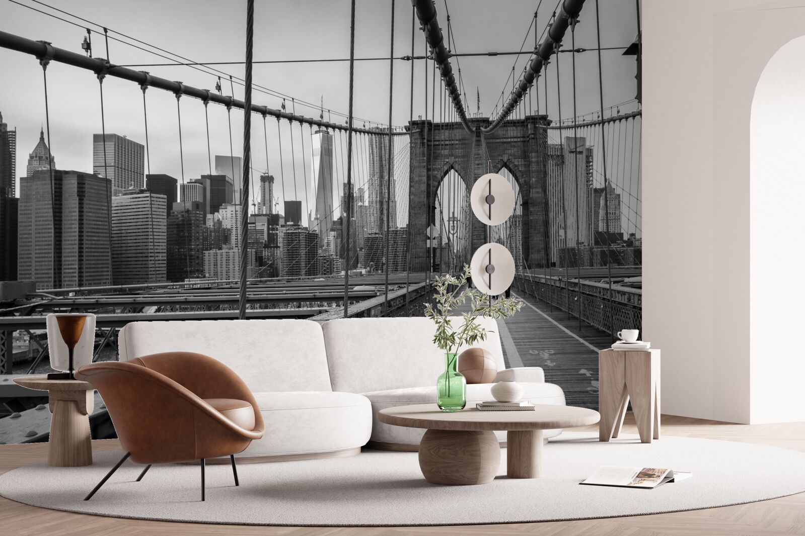 Фотошпалери Бруклінський міст у відтінках чорного та білого