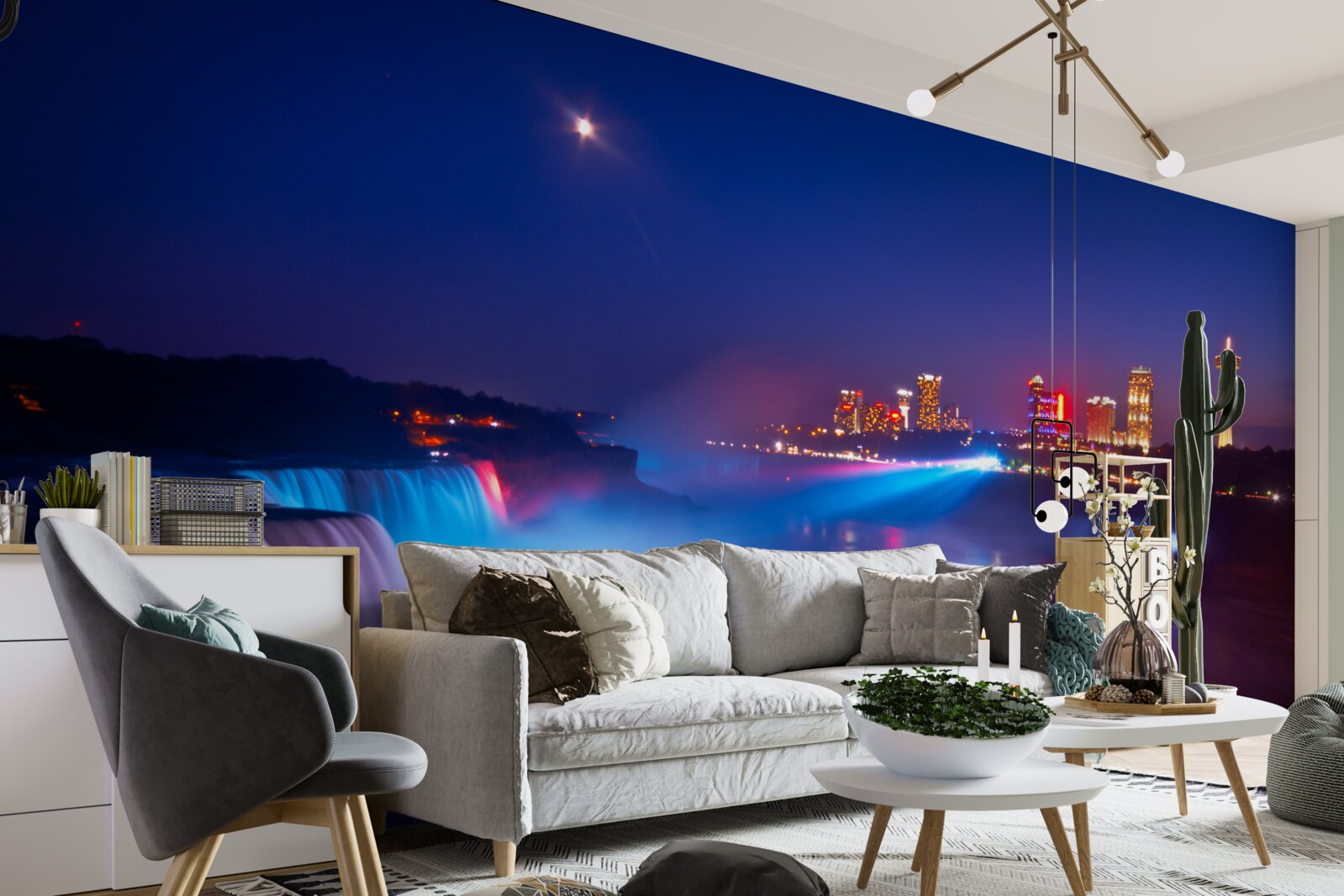 Фотошпалери ніагарський водоспад підсвічується вночі